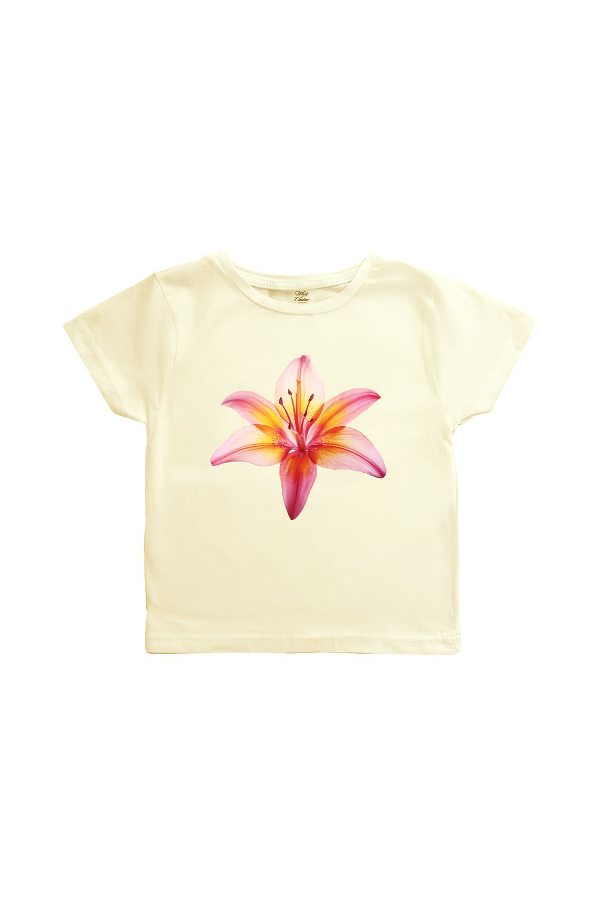 WHITE OF CREATIVE Sunny Lilium Baby Tee Crop Top