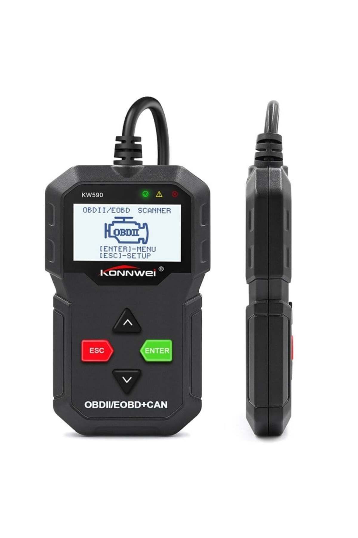 KONNWEİ-OBD2 Diagnosis KONNWEI KW590, Black, Error Display and Description, Resets, Live Data, ELM 327 OBDII 3