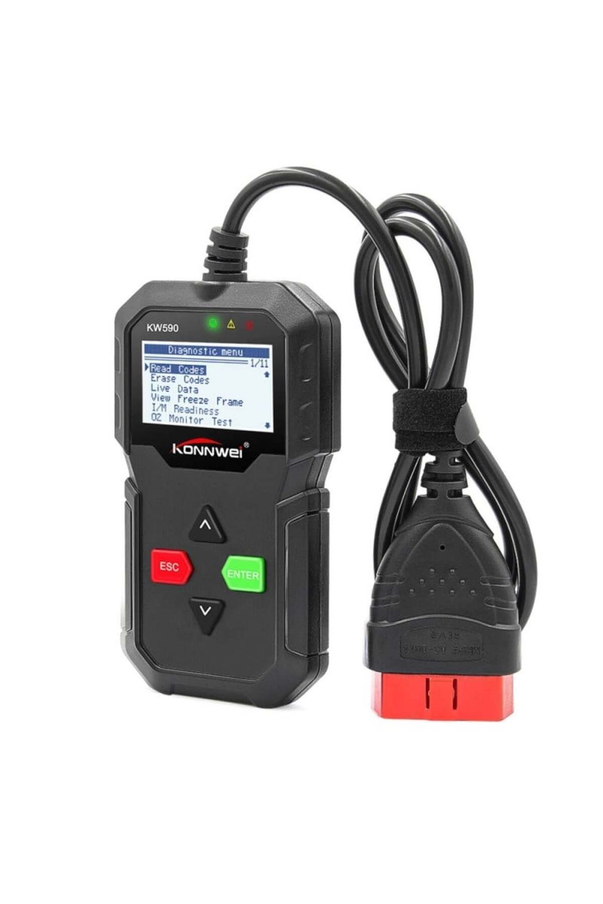 KONNWEİ-OBD2 Diagnosis KONNWEI KW590, Black, Error Display and Description, Resets, Live Data, ELM 327 OBDII 4