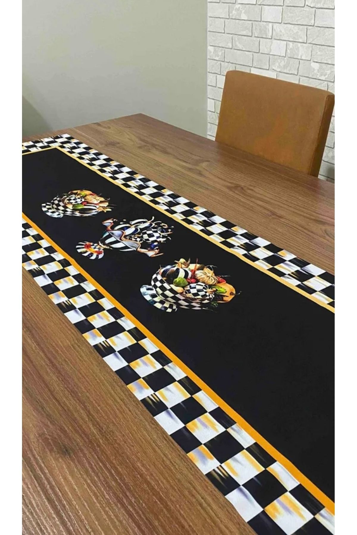 Mavi Masal Kareli Runner 36x110cm