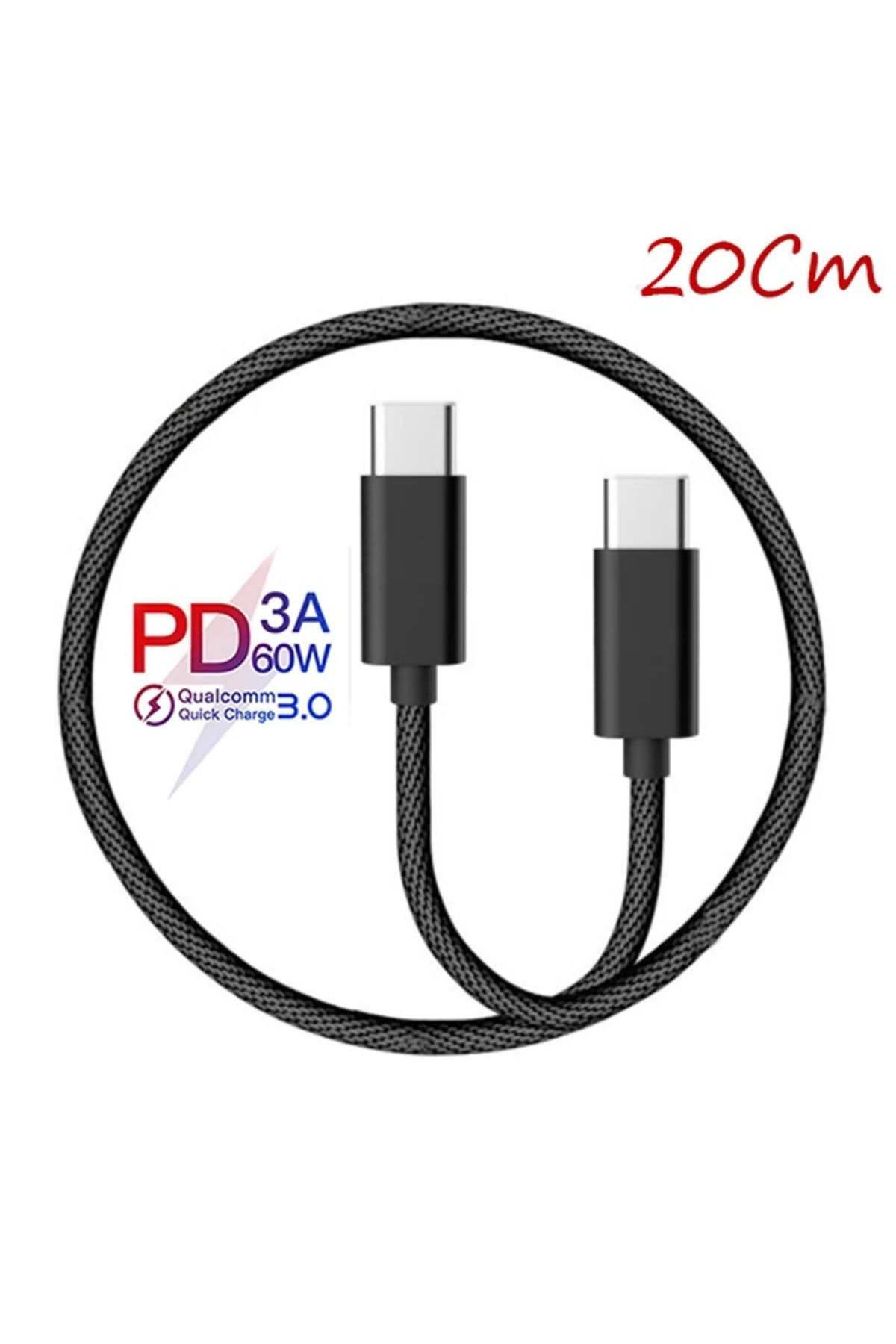 Uyguna Kapında Ally Type-C -TO Type C 60w Qc3.0A Hızlı 0.20cm Kısa Şarj Kablosu-(5775) - SVU2832-8984