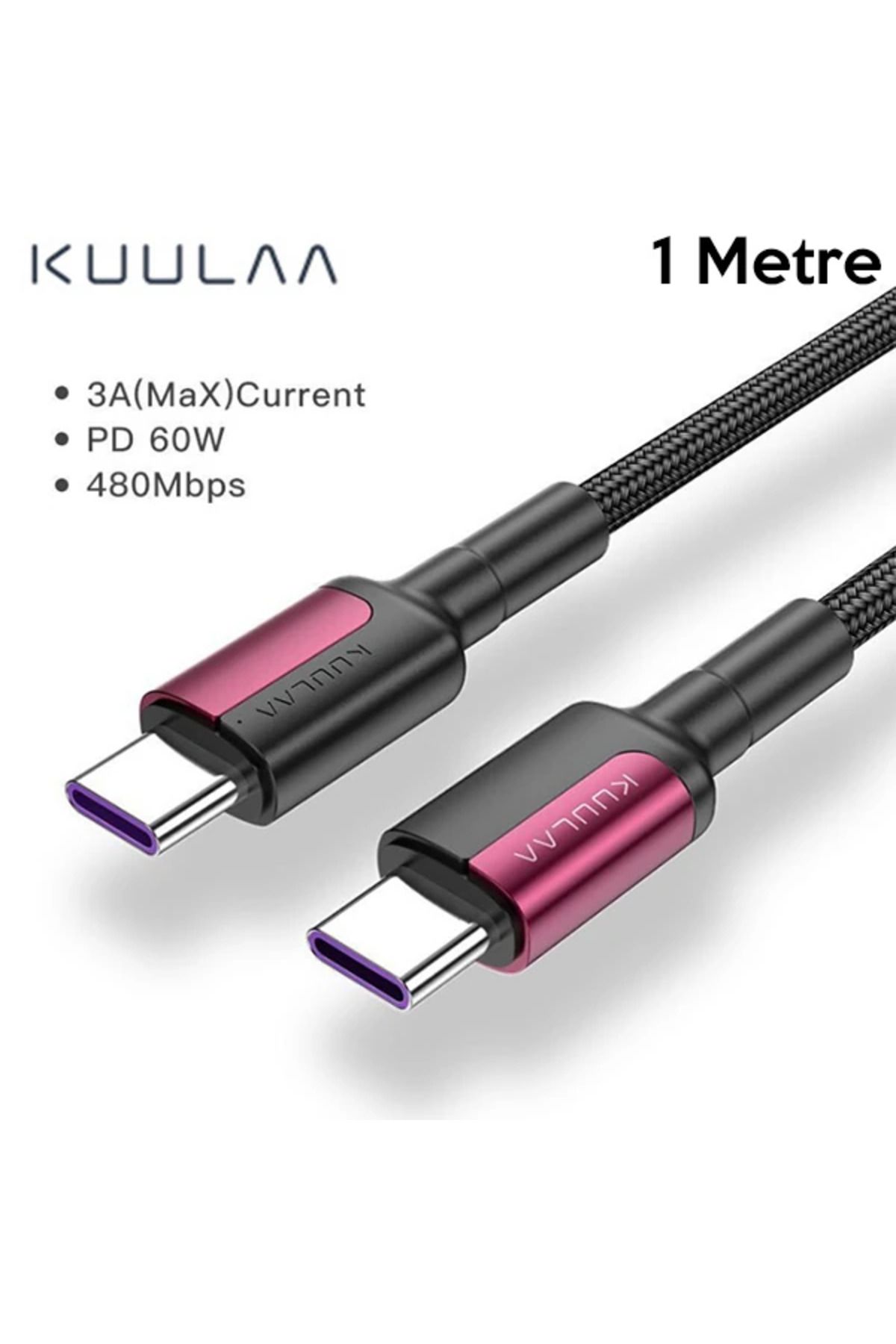Uyguna Kapında KUULAA Type C Type-C PD 60W QC4.0 Hızlı Şarj ve Data Kablosu 1Metre-(5775) - SVU7596-6462