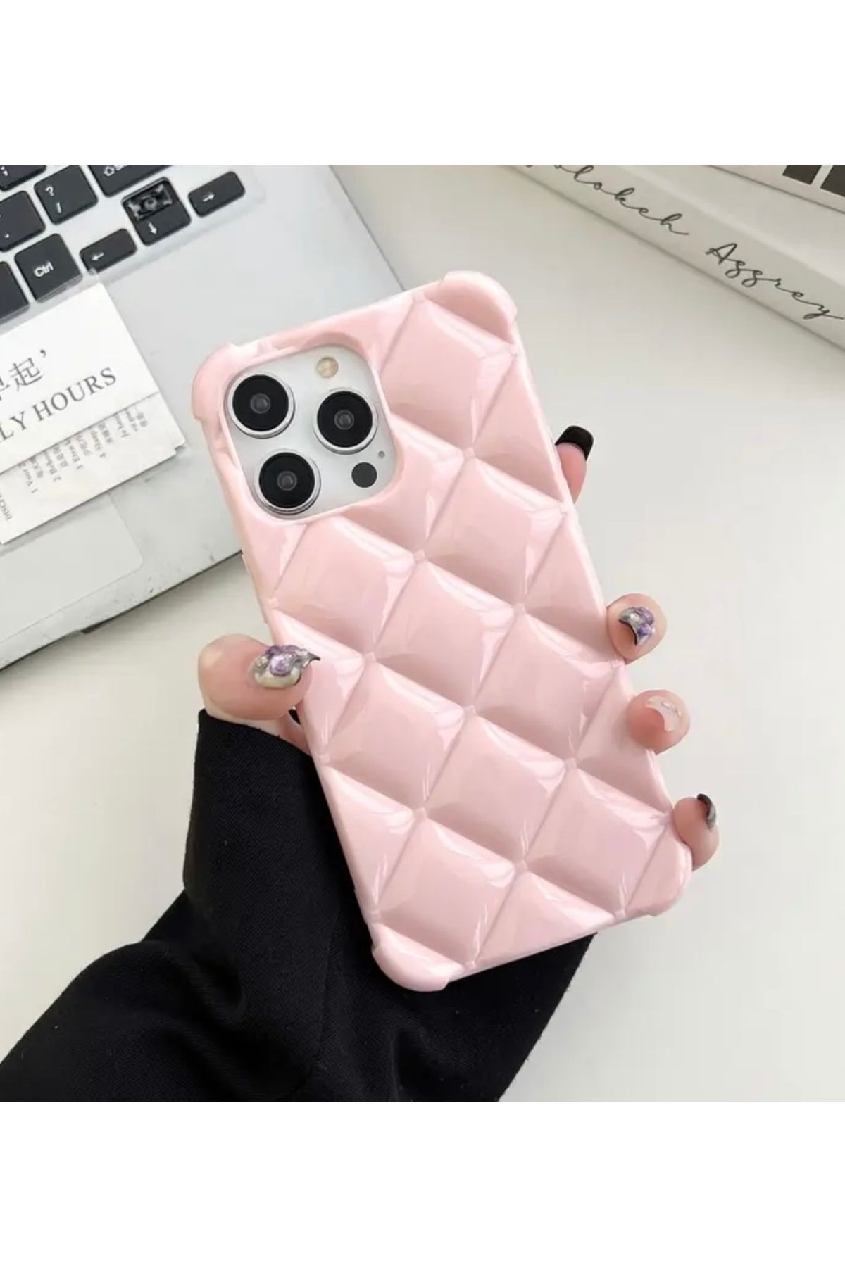 MirazTasarim IPHONE 16 PROMAX PEMBE 3D EKOSE KILIF