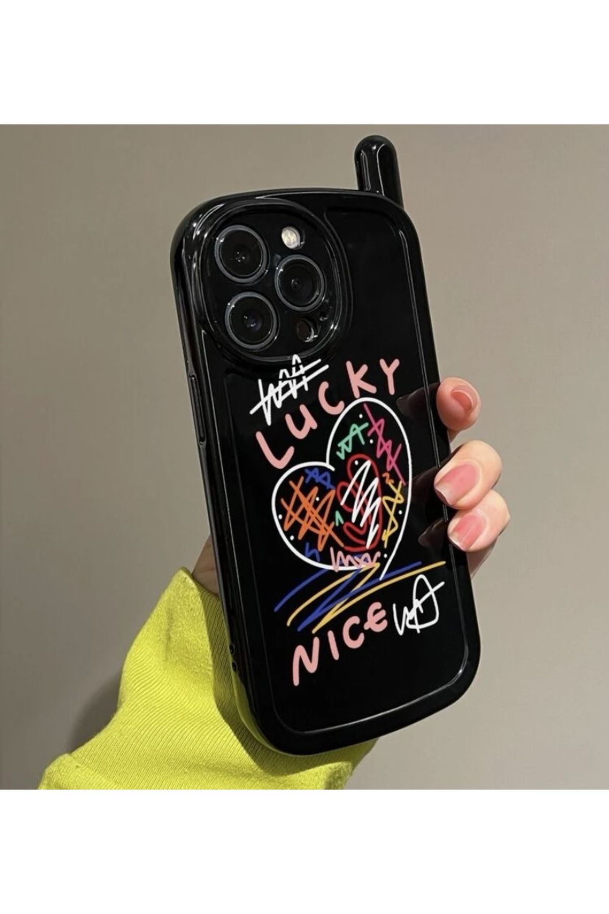 MirazTasarim IPHONE 14 PRO MAX SİYAH TELSİZ MODEL DESENLİ KILIF