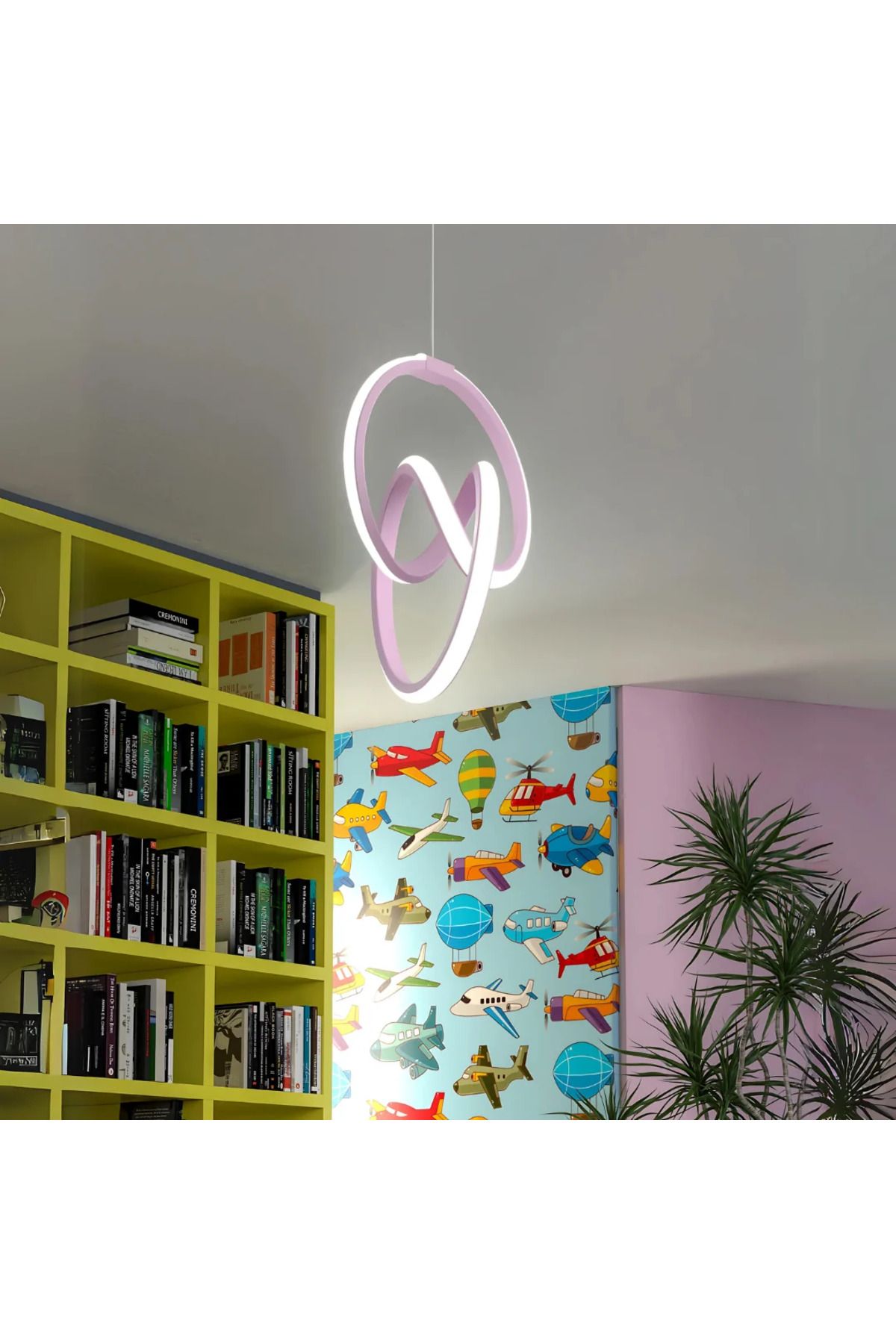 durulight Trendy Pembe Modern Beyaz Ledli Avize Genç Çocuk Odası Avizesi