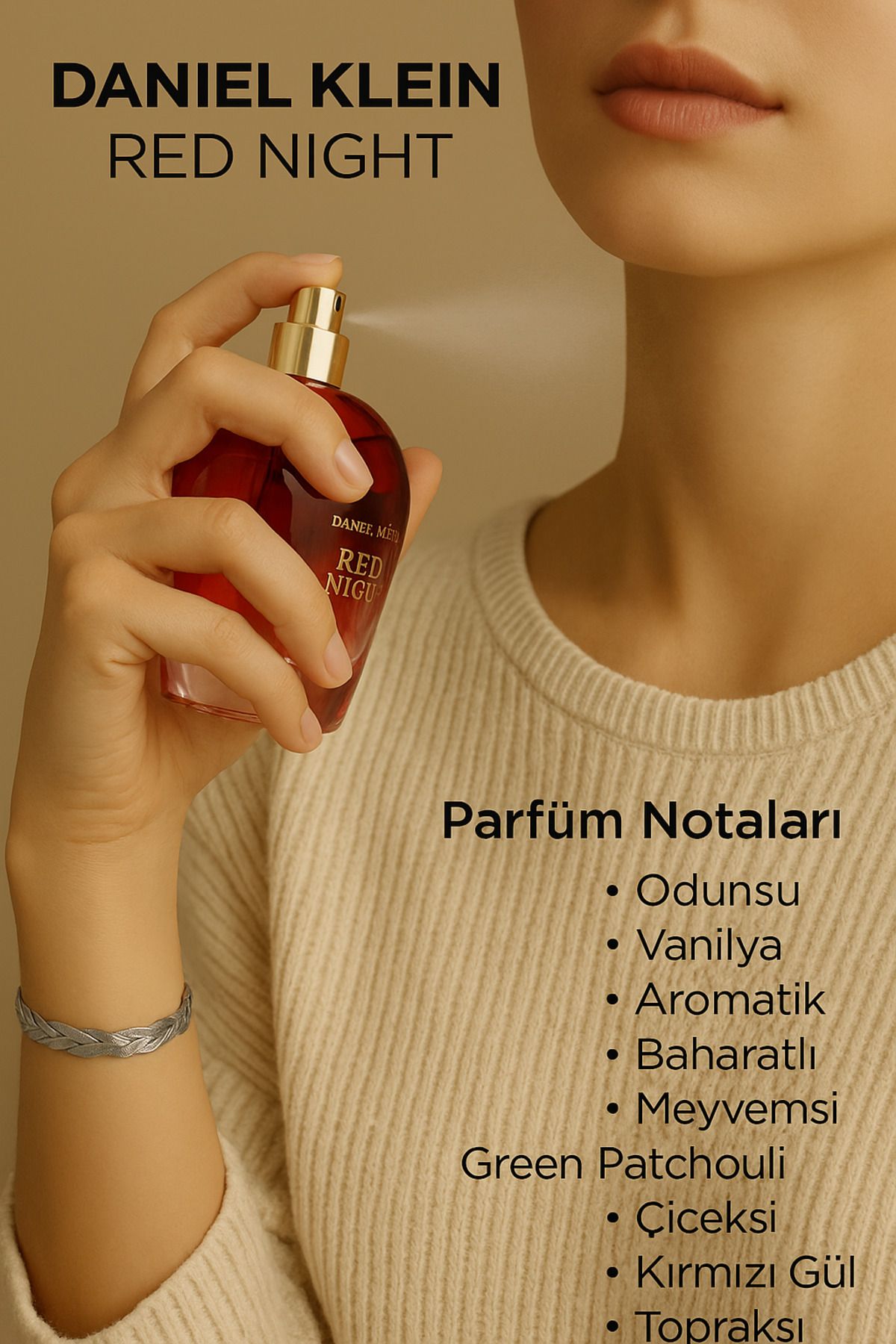 Daniel Klein Red Night Kadın Parfüm – Kırmızı Gül ve Akdeniz Ferahlığı EDP 100 ml