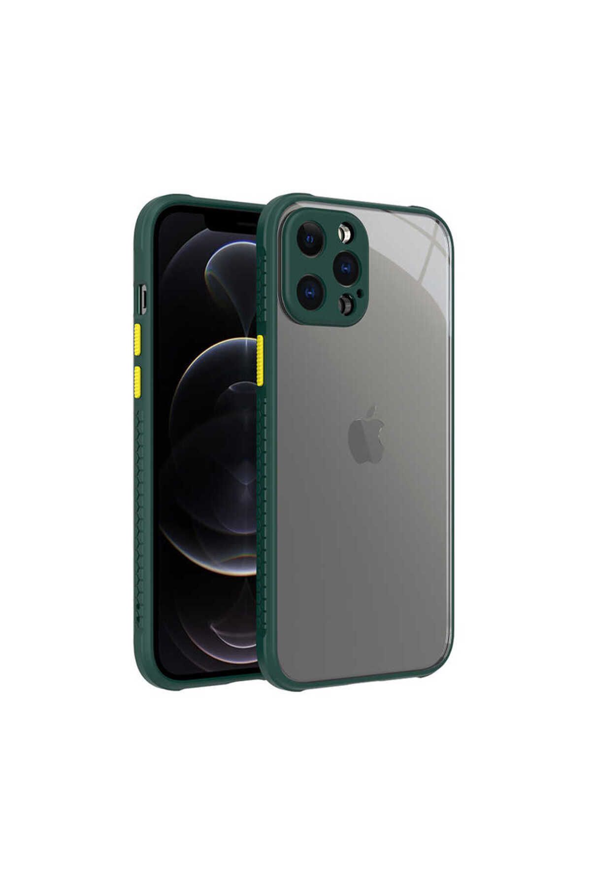 halkhouse İphone 12 Pro Max Kılıf Esnek Renkli Çerçeveli Sert Silikon Kaff Kapak