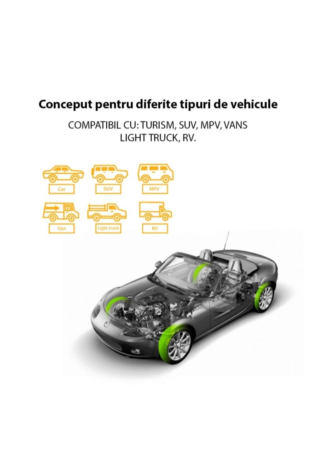 TECHSTAR-Tire Pressure Monitoring System, BLE TPMS Bluetooth 4.0 for iOS / Android, external sensors 6