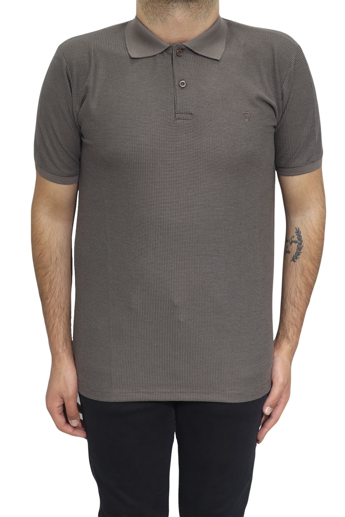 Özhürmet Triko Dmc Tekstil Erkek Kahverengi Düz Spor Kesim Dar Kalıp Polo Yaka T-Shirt