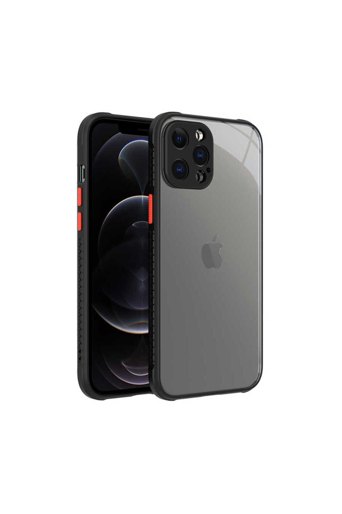 halkhouse İphone 12 Pro Max Kılıf Esnek Renkli Çerçeveli Sert Silikon Kaff Kapak