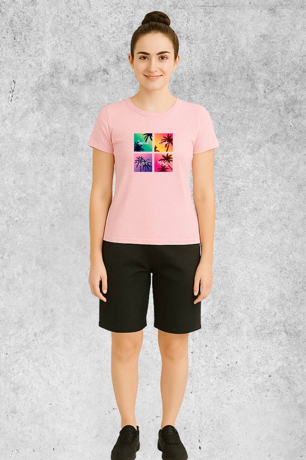 MOLICO BASİC unisex sıfır yaka kısa kollu BEACH baskılı TSHİRT
