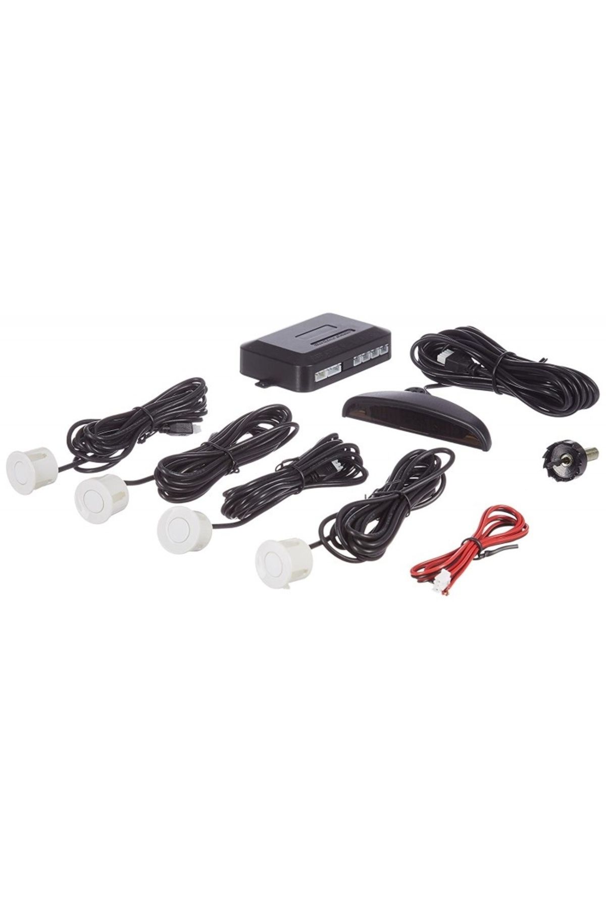 TECHSTAR-Set of car parking sensors, parktronic detector, radar display, monitor, 4 sensors, WHITE 4
