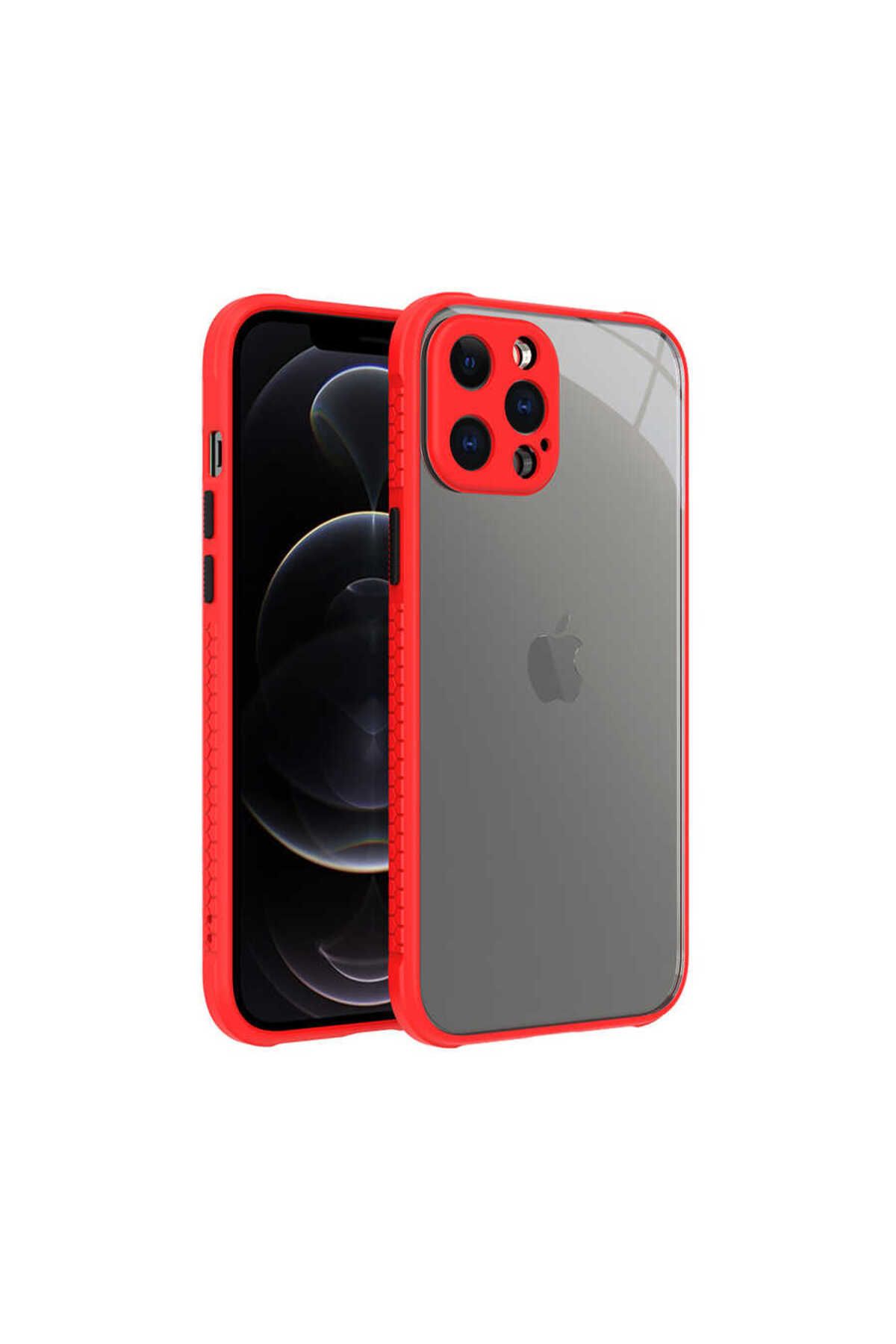 halkhouse İphone 12 Pro Max Kılıf Esnek Renkli Çerçeveli Sert Silikon Kaff Kapak