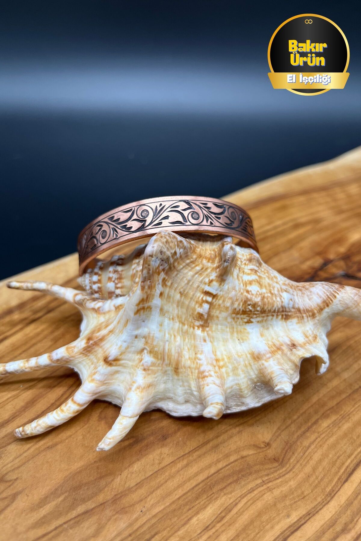 Balzamin Design Bakır Nefes – El İşçiliği Motifli Ayarlanabilir Bileklik
