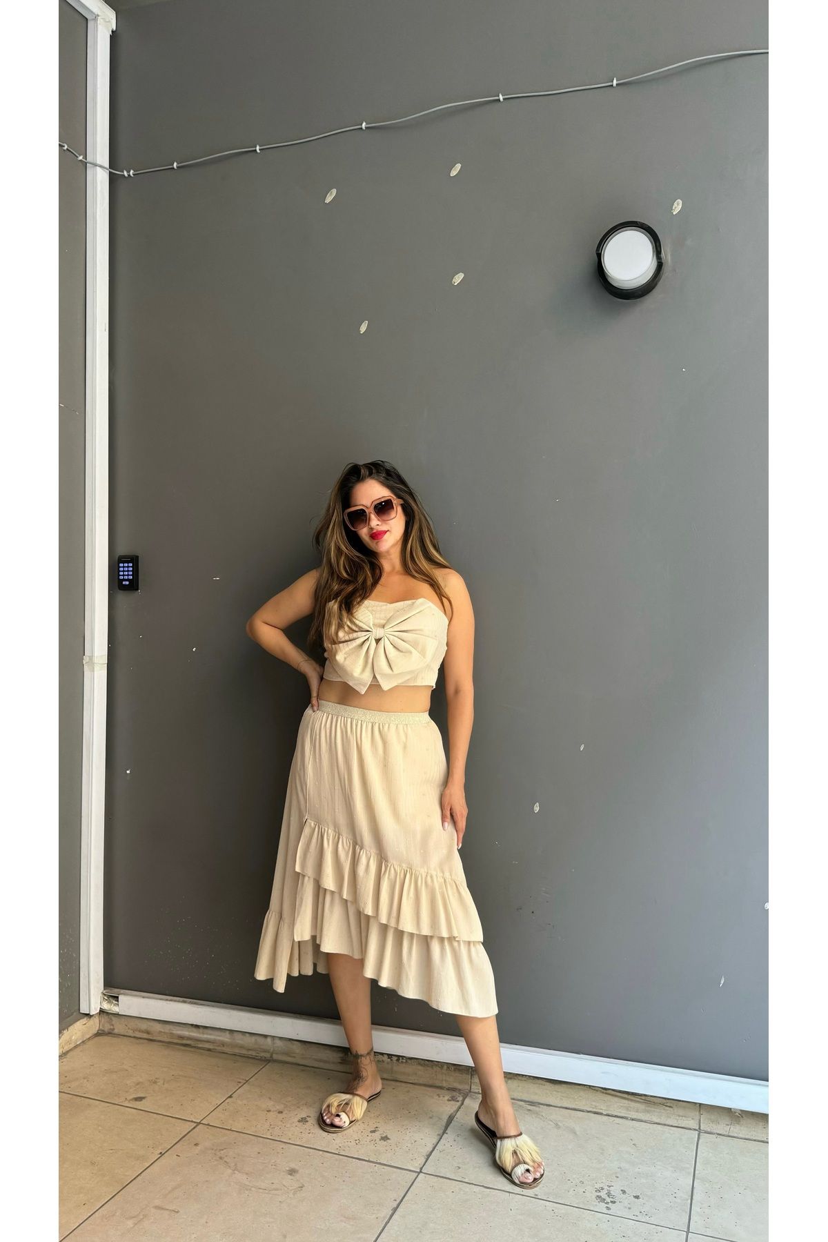 Butik Crop etek takım