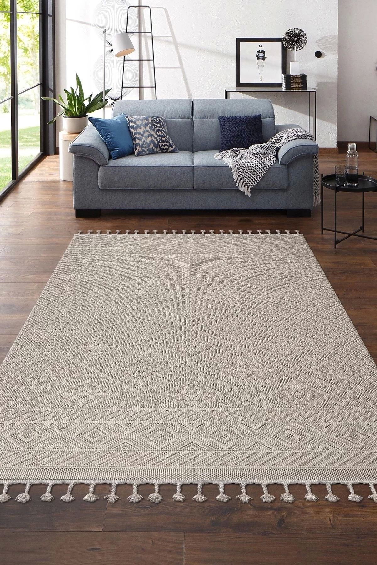 PetraHomeLiving Otantik Modern Salon ve Oturma Odası Halısı - Krem Bej