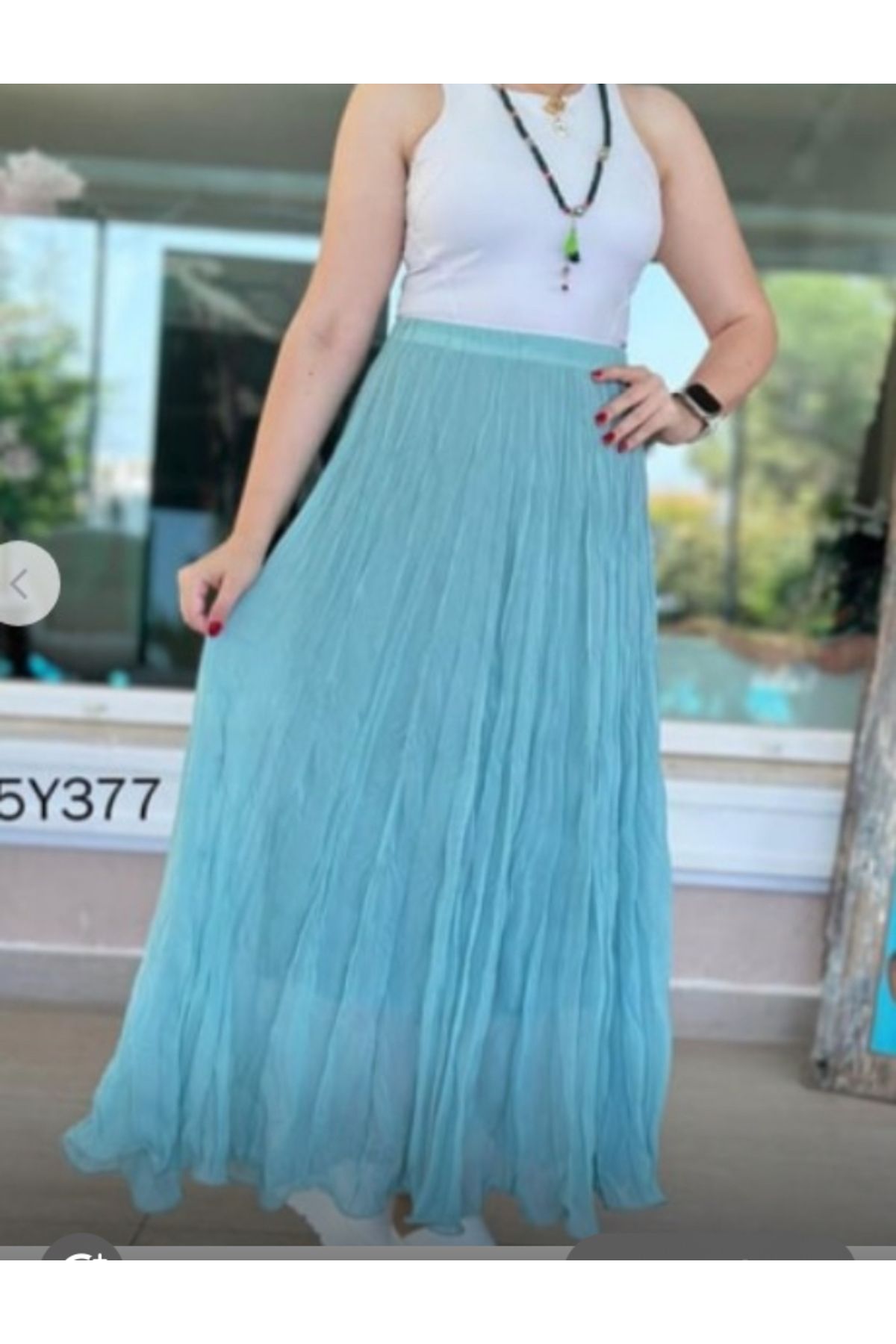 Hamado Fashion şifon misineli kraş etek