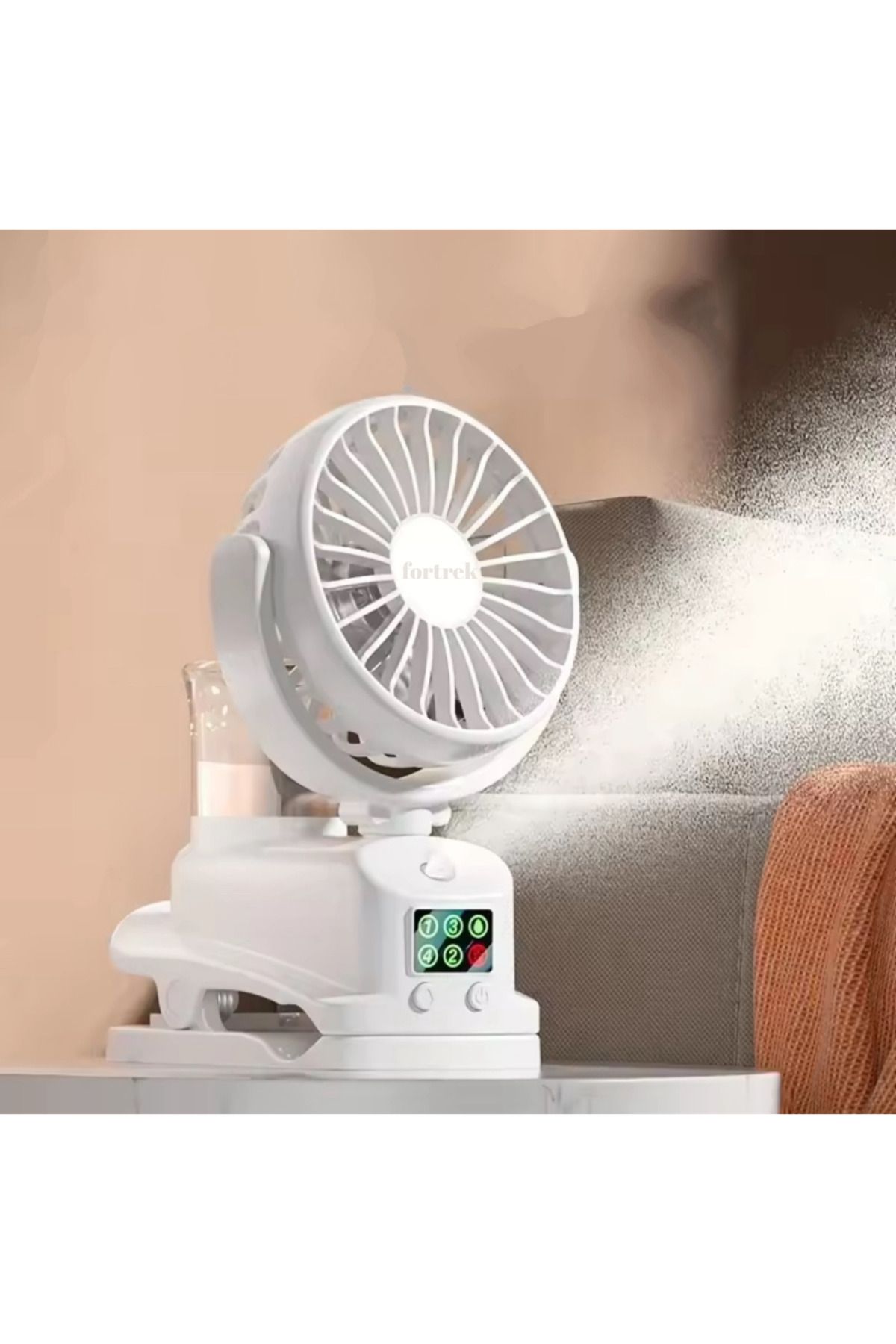 fortrek Dijital Ekranlı Şarjlı Su Kapasiteli Mini Masa Fan Vantilatör