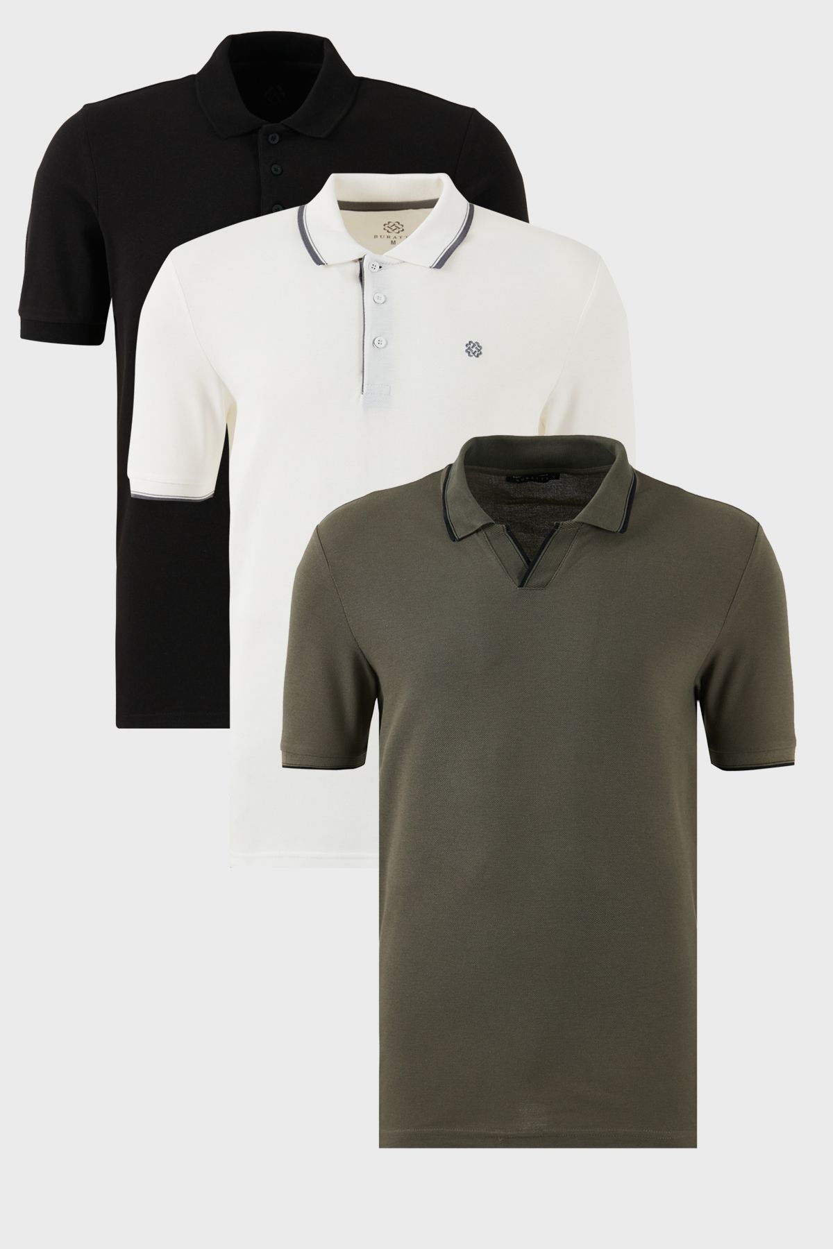 Buratti Pamuklu Regular Fit 3'lü Paket Polo Yaka T Shirt Erkek POLO YAKA T SHİRT 59029641827S3