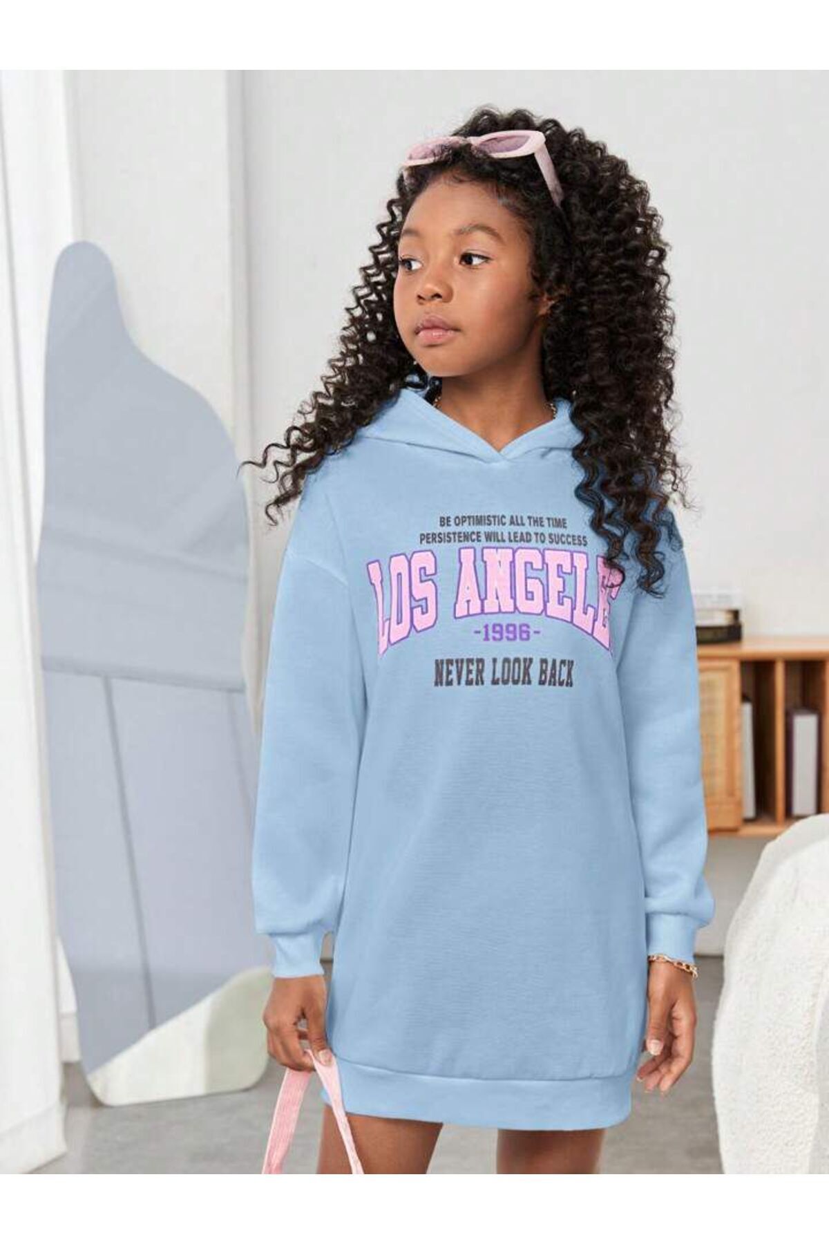 AMMA Çocuk Los Angeles Baskılı Kız Çocuk Sweatshirt Elbise / Tunik