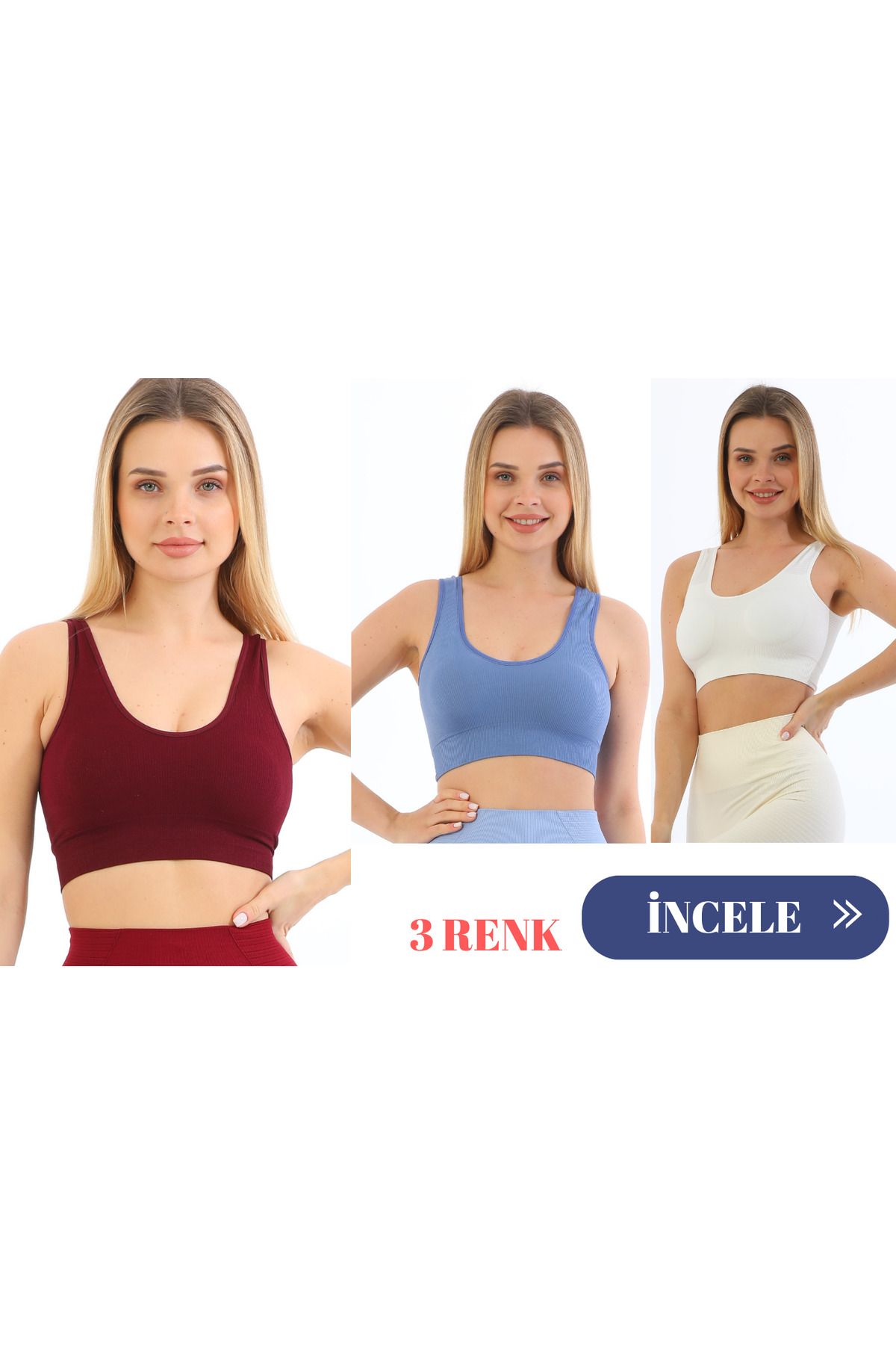 murays form angel 3 lü kadın kalın askılı pedli crop büstiyer
