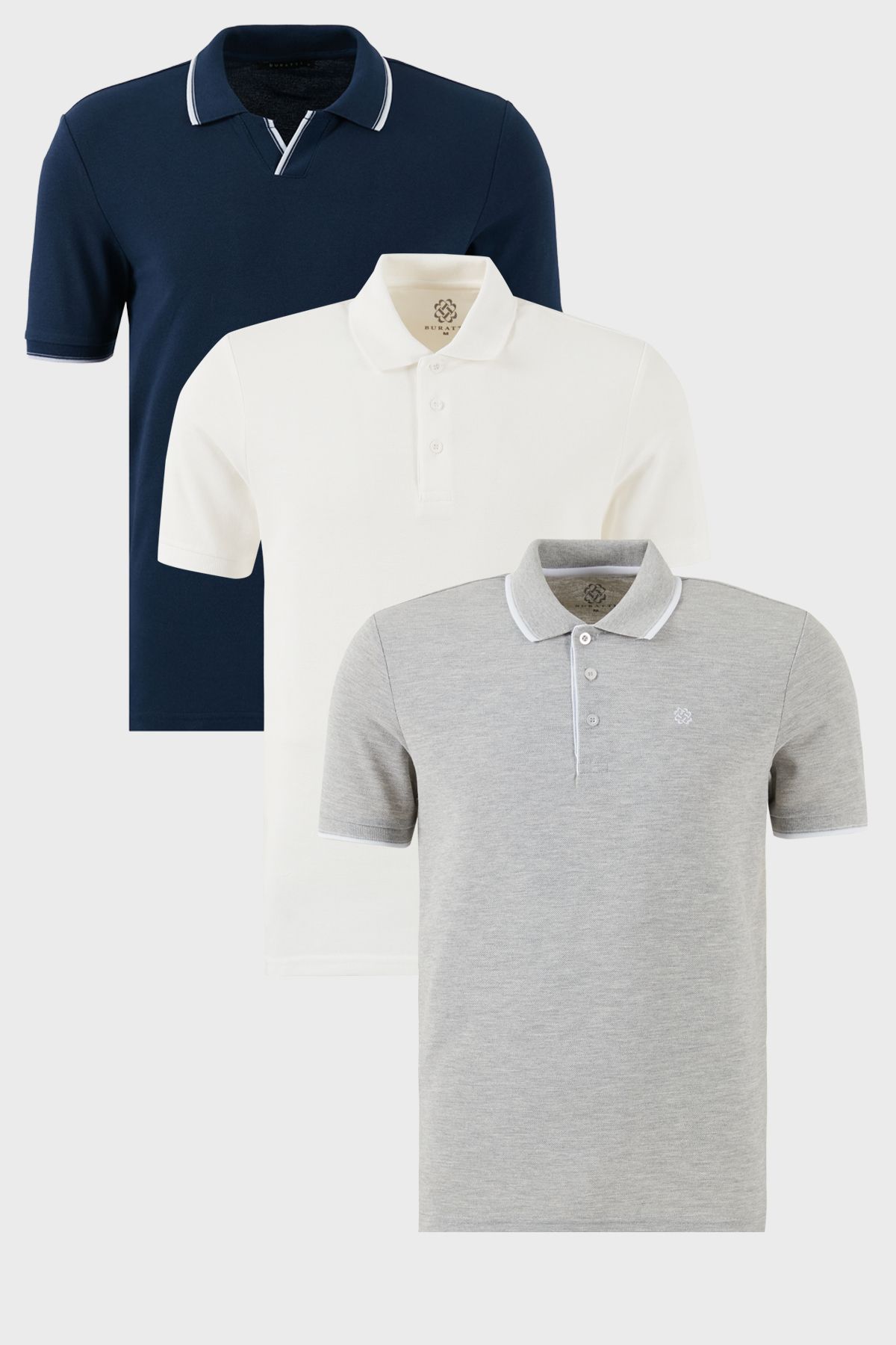 Buratti Pamuklu Regular Fit 3'lü Paket Polo Yaka T Shirt Erkek POLO YAKA T SHİRT 59029641827S3
