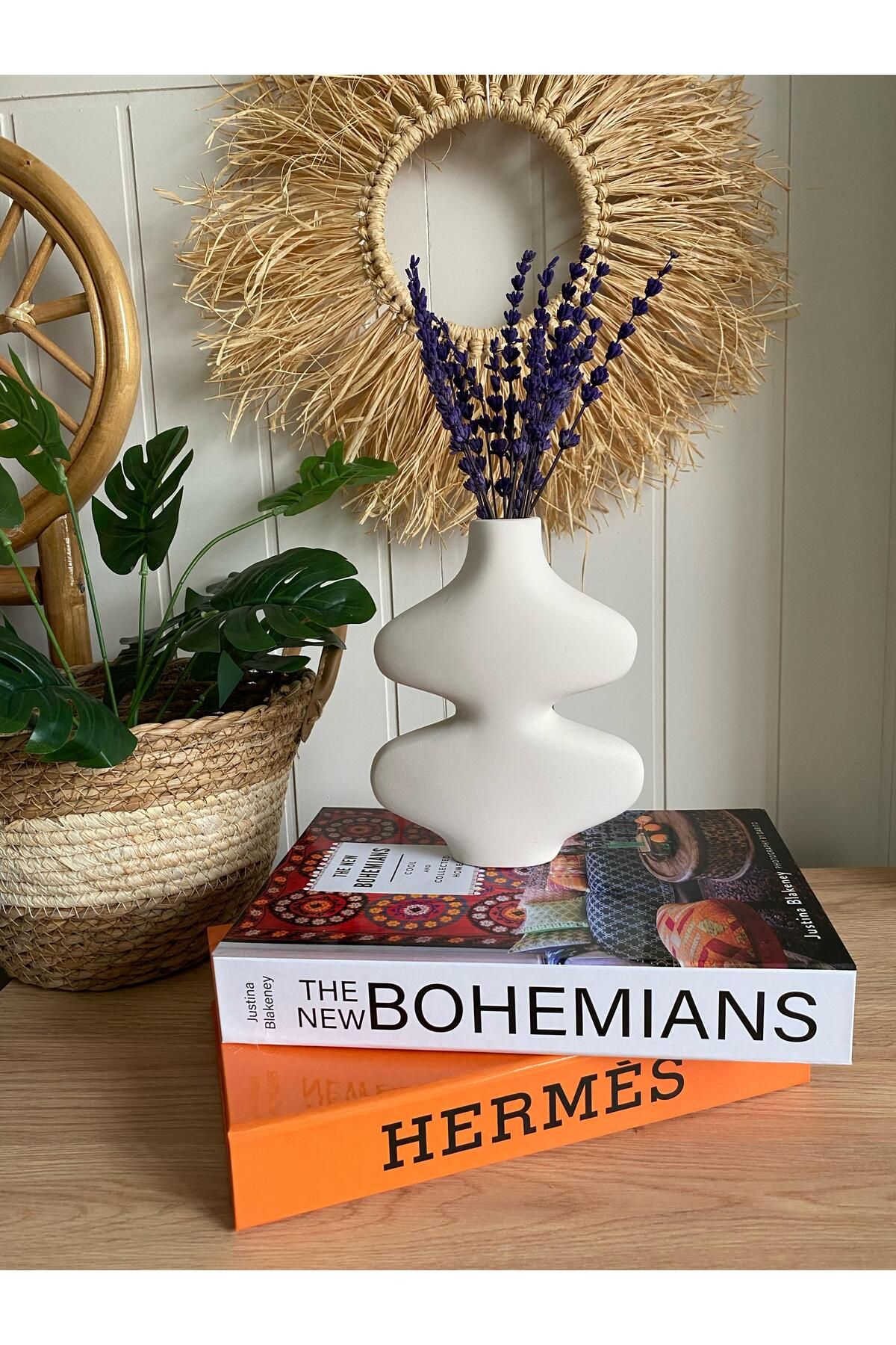 Porselian Kelebek Model Alçı Vazo 18,5x15,5 Bohem Vazo
