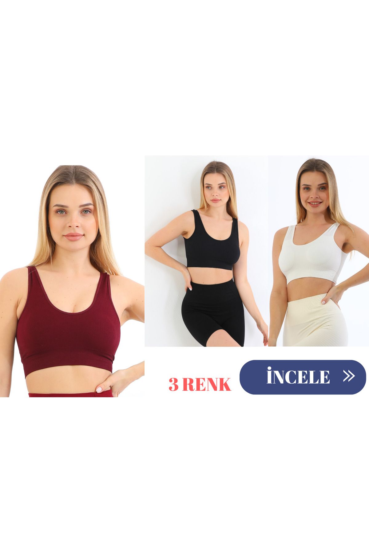murays form angel 3 lü kadın kalın askılı pedli crop büstiyer