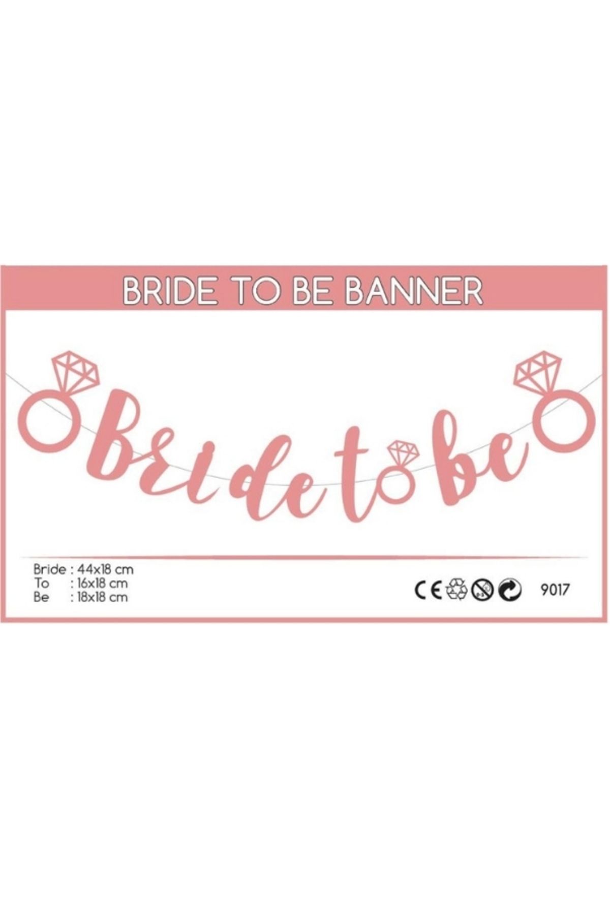 PartiCompany Bride to Be Yazılı Yüzüklü Pembe Karton Banner – Çift Taraflı Bantlı