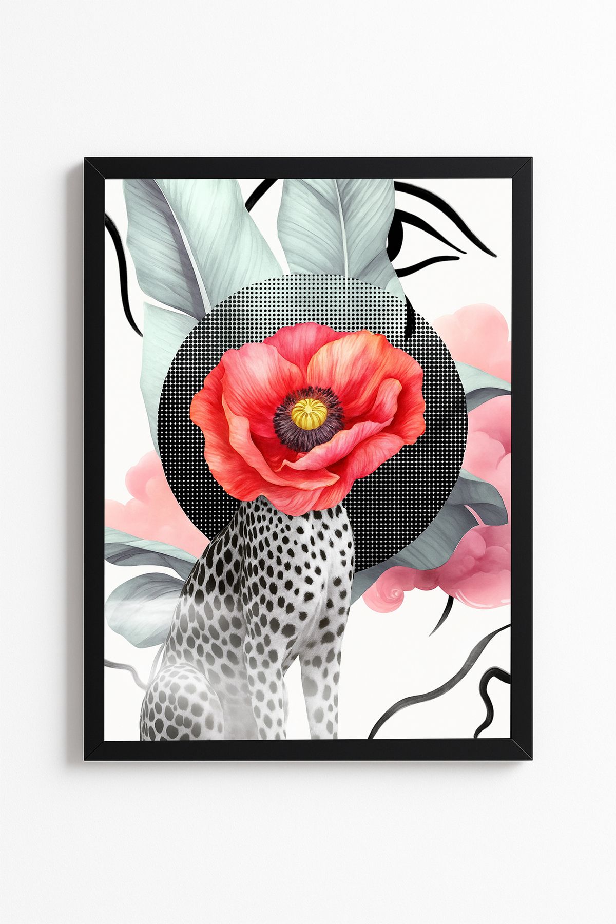 Patte Kolaj Leopar Deseni Soyut Poster - Pop Art - Çerçevesiz Poster Yüksek Kaliteli Tablo
