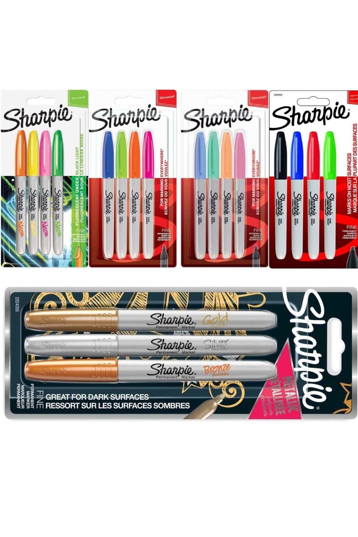 Sharpie Permanent Markör 4'lü Set Her Yüzeye Uygun Opak