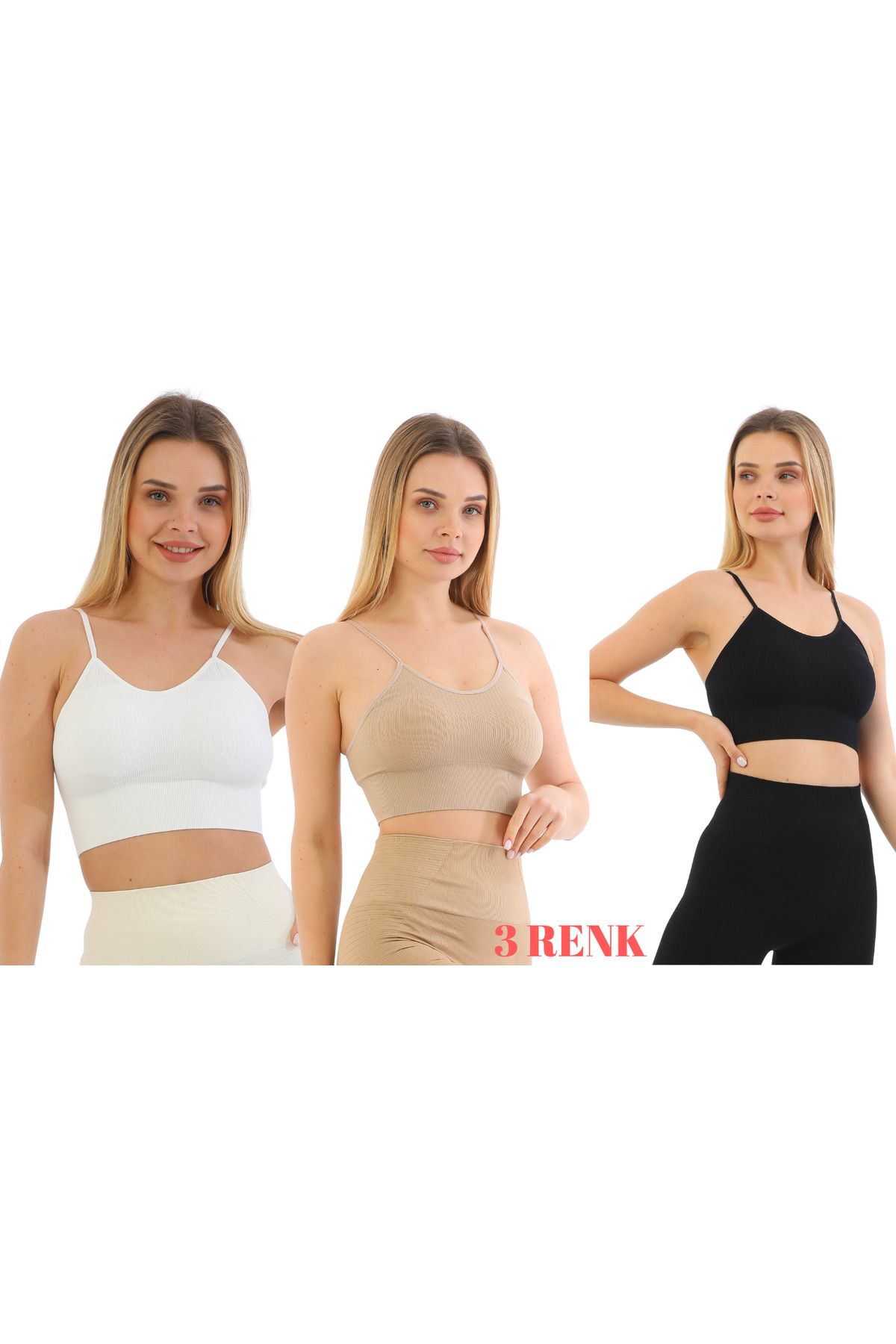 murays form angel 3 lü kadın ip askılı pedli crop büstiyer