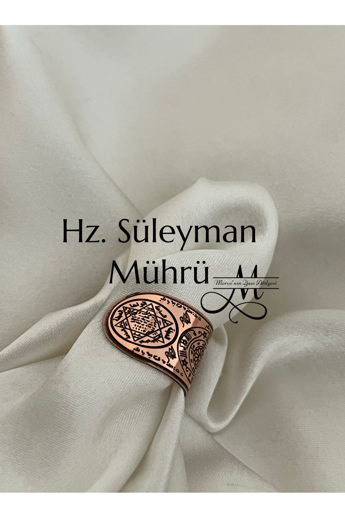 MerveninYaziAtolyesi Celb-i Koruma Saf Bakır Ayarlanabilir Yüzük
