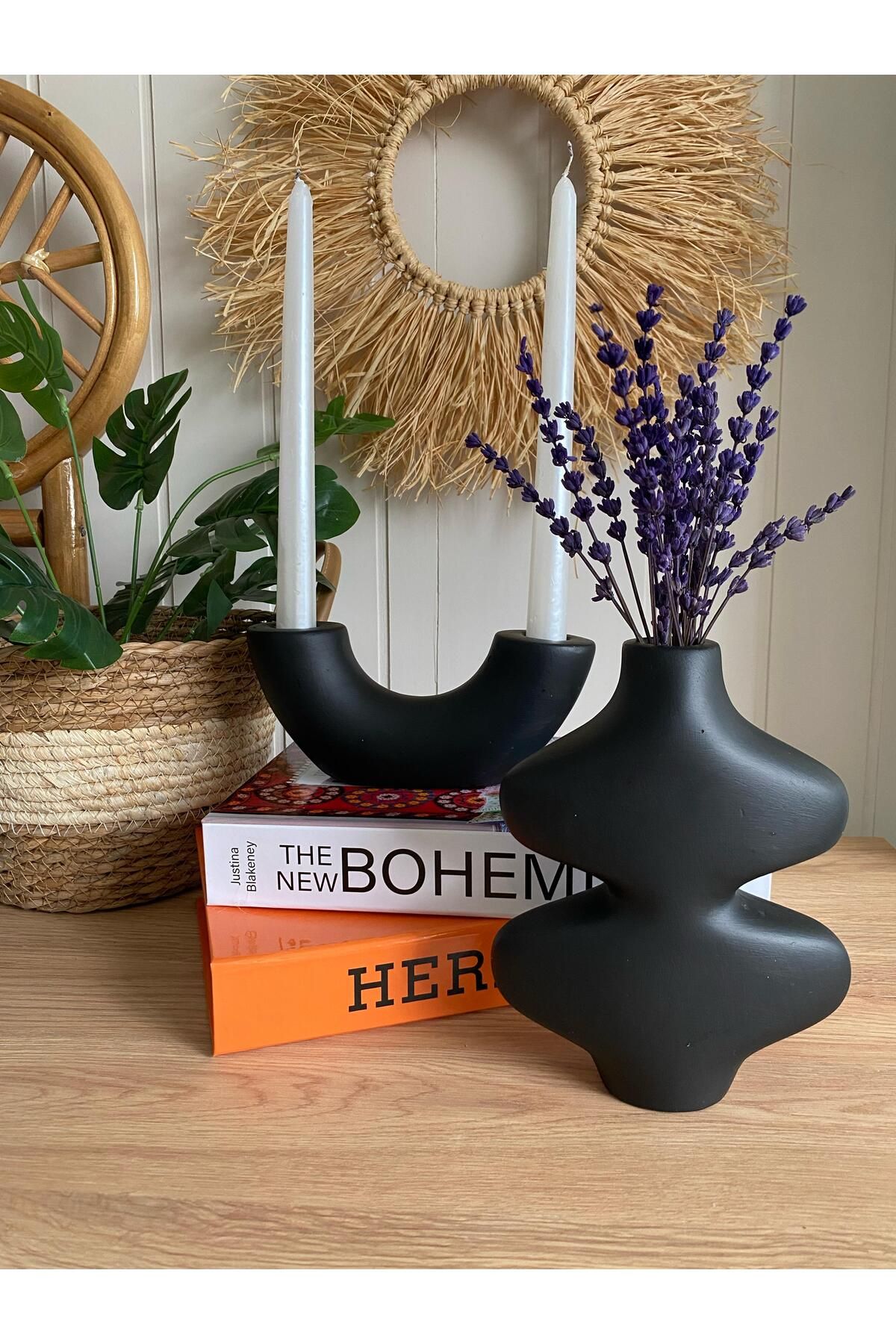 Porselian 2li Kelebek ve U Şeklinde Tek Renk Holezon Mumluk, Dekoratif Mumluk