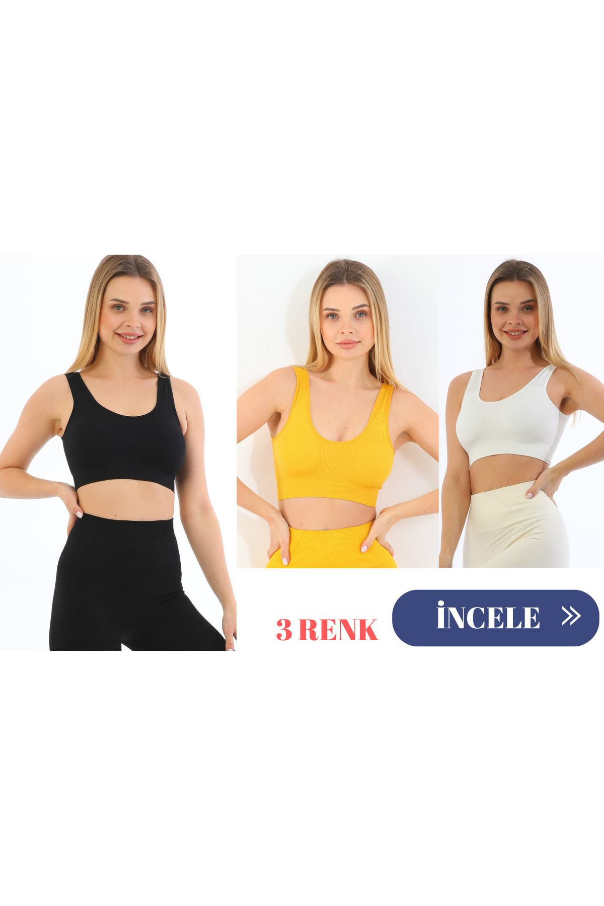 murays form angel 3 lü kadın kalın askılı pedli crop büstiyer