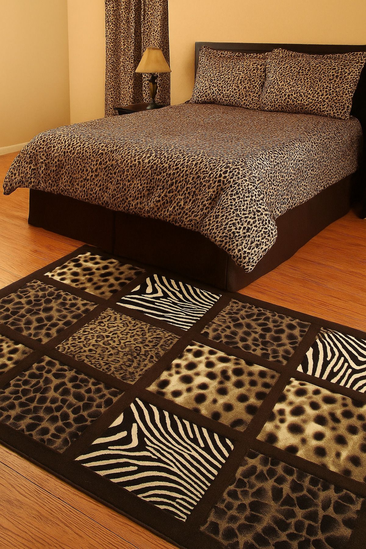 new colourse Leopar kaymaz pamuk taban dijital halı