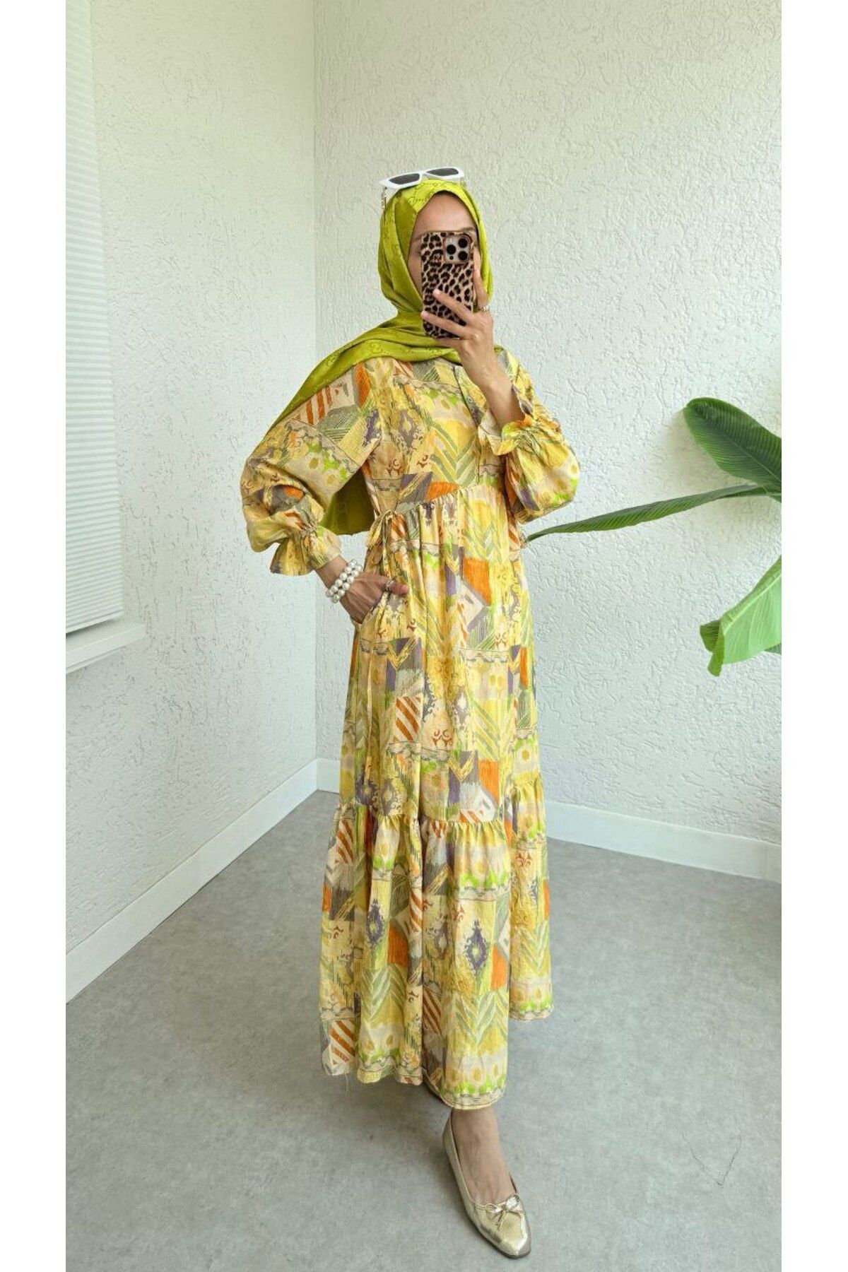 Castivo Fashion Bağlamalı Desenli Salaş Yazlık Elbise