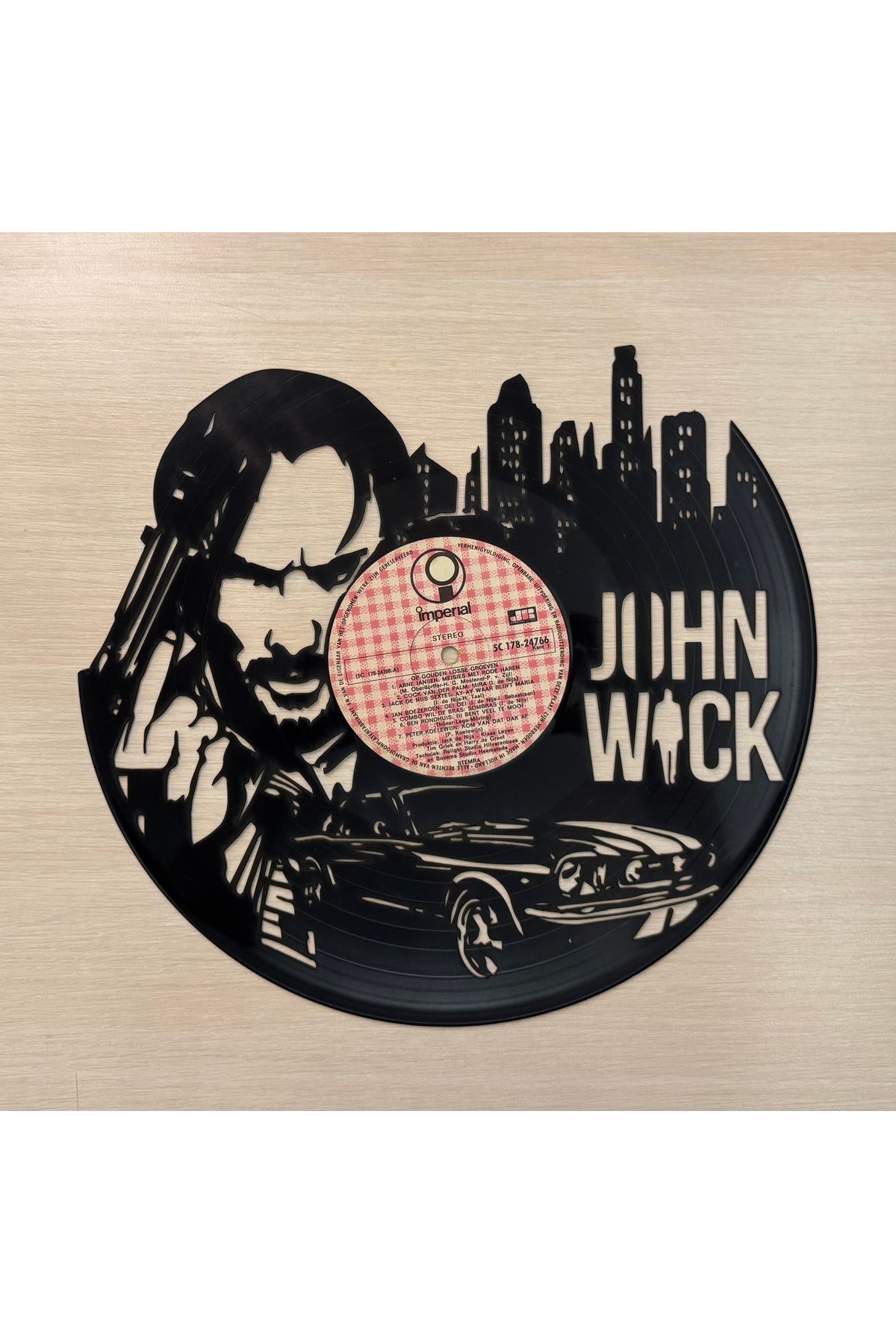 Bi' Dünya Wall Decor John Wick - Gerçek Plaktan Lazer Kesim, Dekoratif Plak (LP) (DEKORLUKTUR, DİNLENEMEZ)
