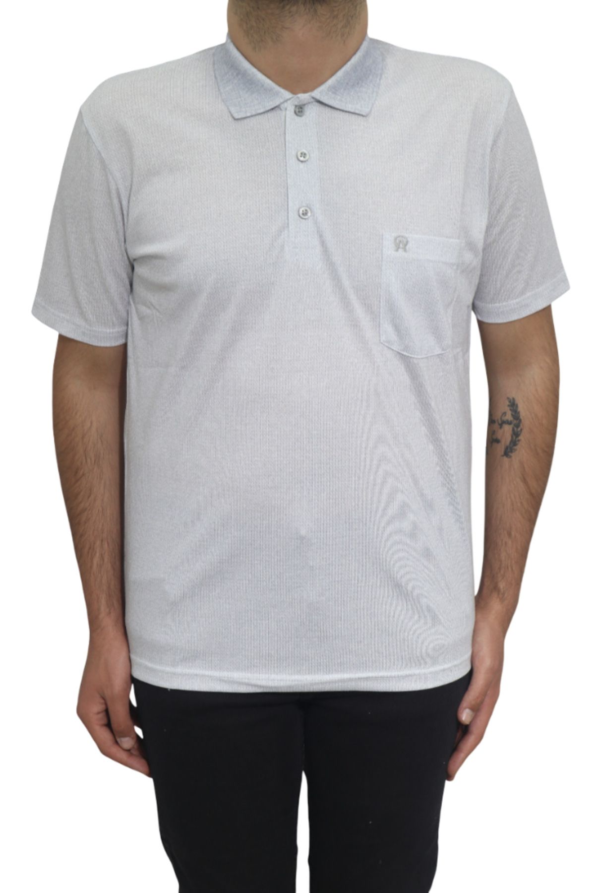 Özhürmet Triko Dmc Tekstil Erkek Taş Desenli Klasik Kesim Rahat Kalıp Tek Cepli Polo Yaka T-Shirt