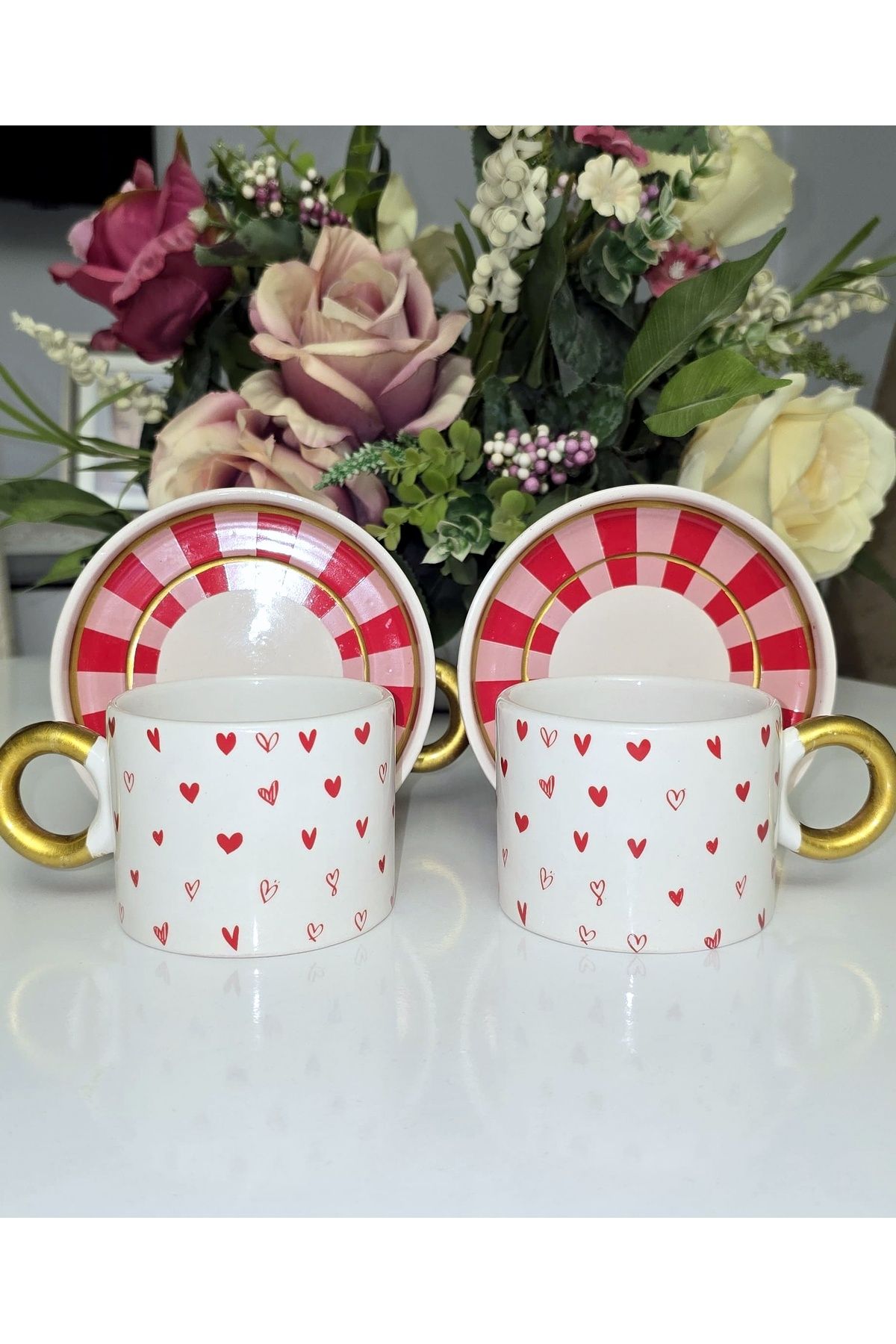 AURA LOVE KALP AŞK LÜKS MODEL EL YAPIMI ÖZEL TASARIM KAHVE & ÇAY FİNCANI - KAHVE SUNUM 200 ML
