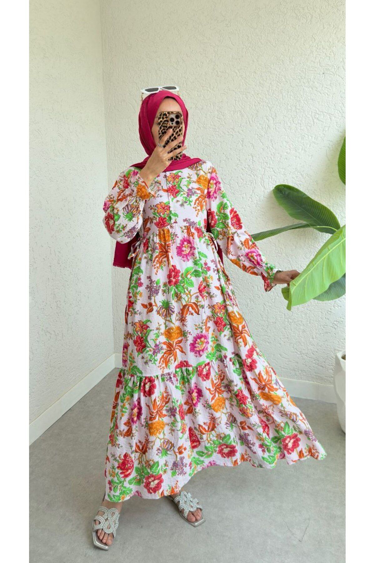 Castivo Fashion Bağlamalı Desenli Salaş Yazlık Elbise