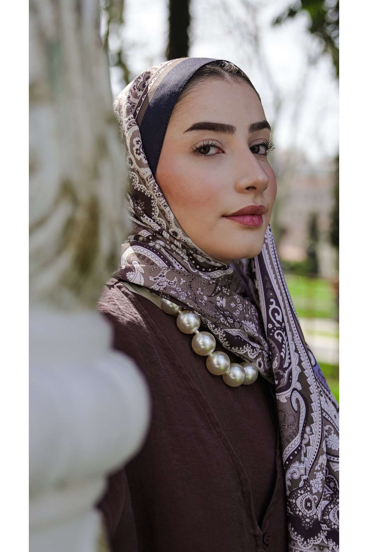 yasmelfemme Elara Etnik Desen Soft Şal Krem