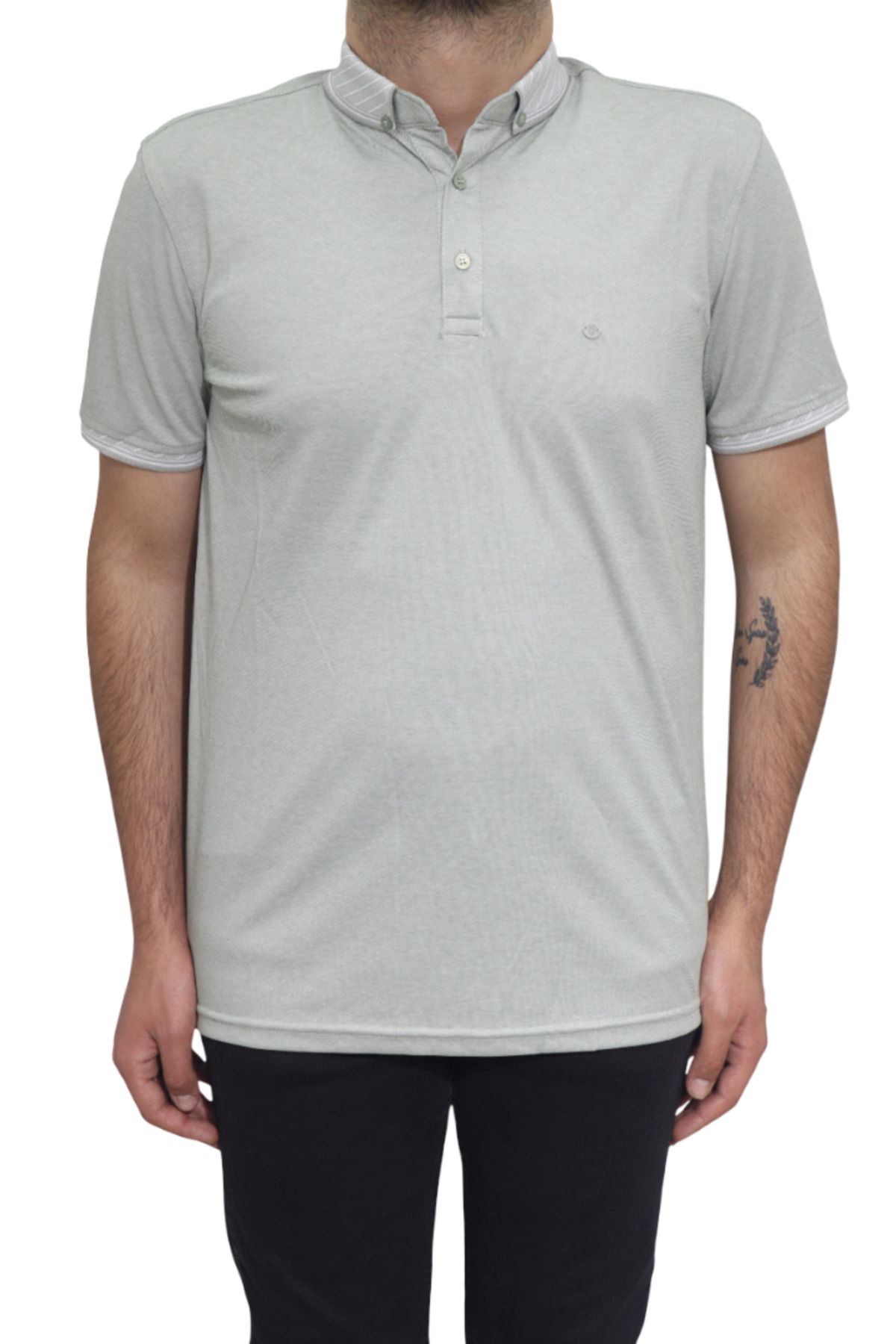 Özhürmet Triko Dmc Tekstil Erkek Yeşil Düz Spor Kesim Normal Kalıp Polo Yaka T-Shirt