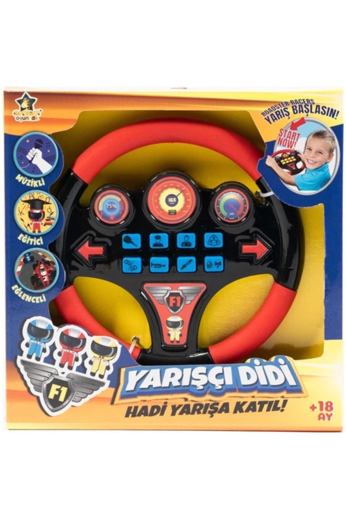 Shoplandu Müzikli Eğitici Direksiyon Yarışçı Didi Eğlenceli Sesli Üç Kollu Direksiyon Eğitici Oyuncak