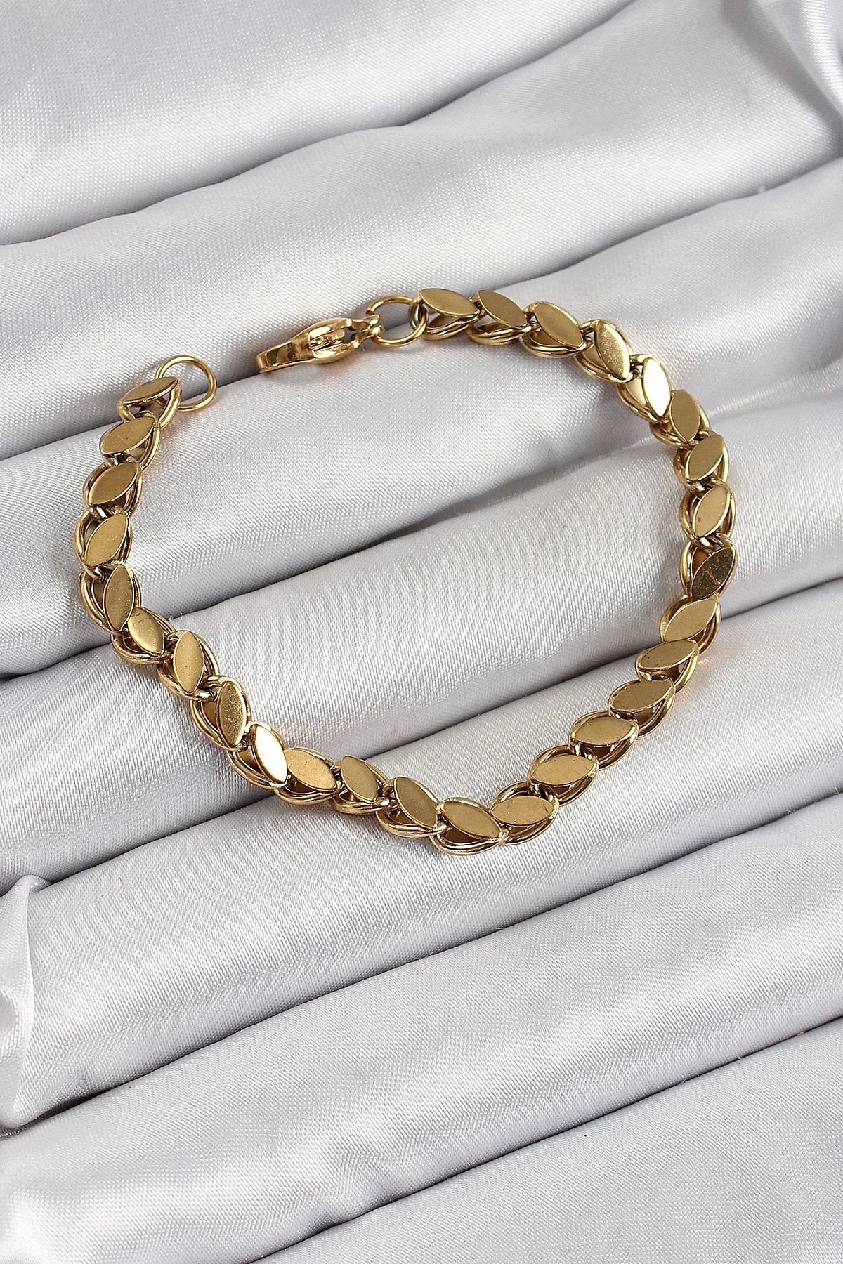 bamido 316l Çelik Arpa Model Gold Renk Kadın Bilekik - Bamido