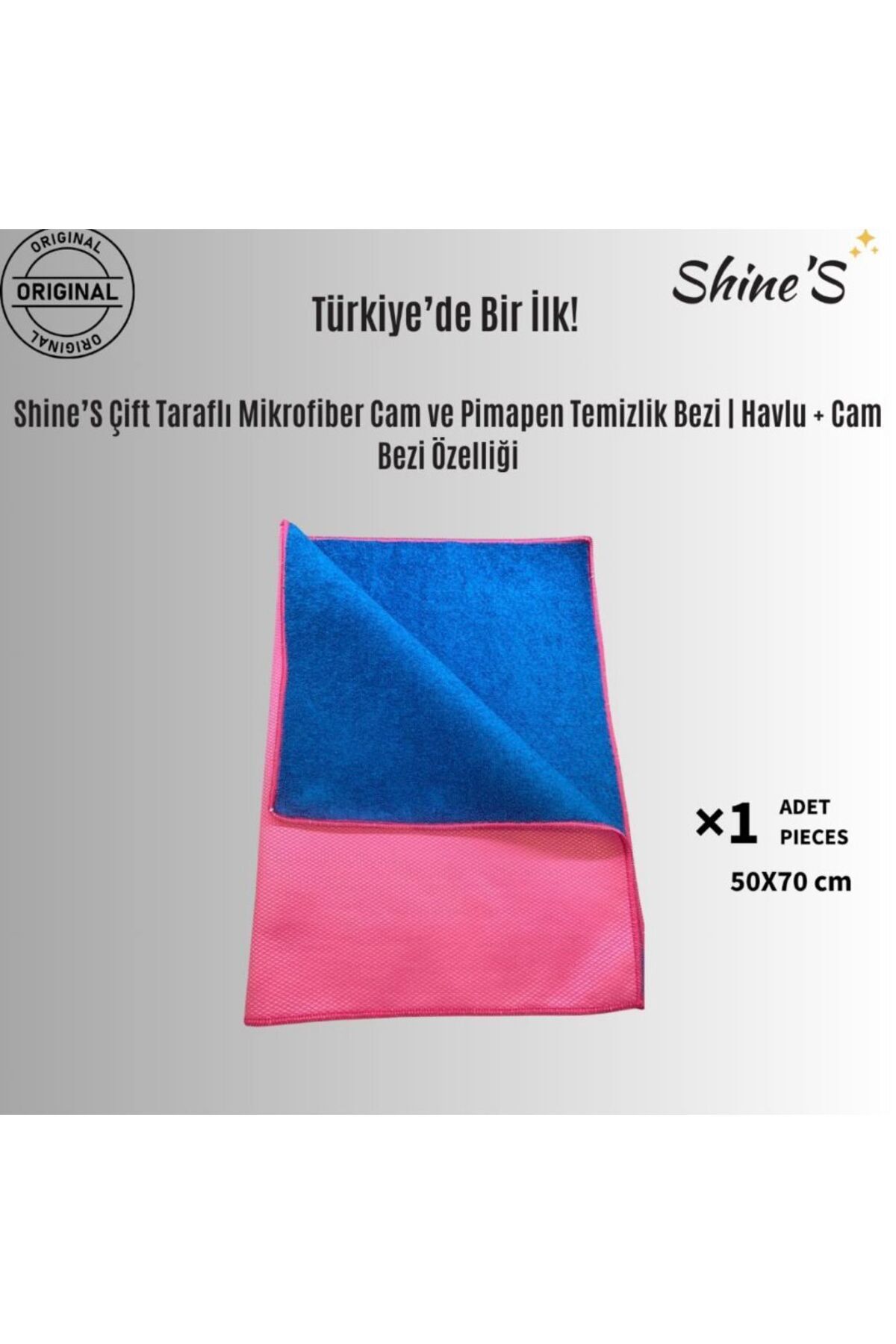 Shines Fabrika Satış Mağazası Shine'S Çift taraflı Mikrofiber Özel Cam ve Pimapen Bezi, cam bezi, temizlik bezi 50X70 cm