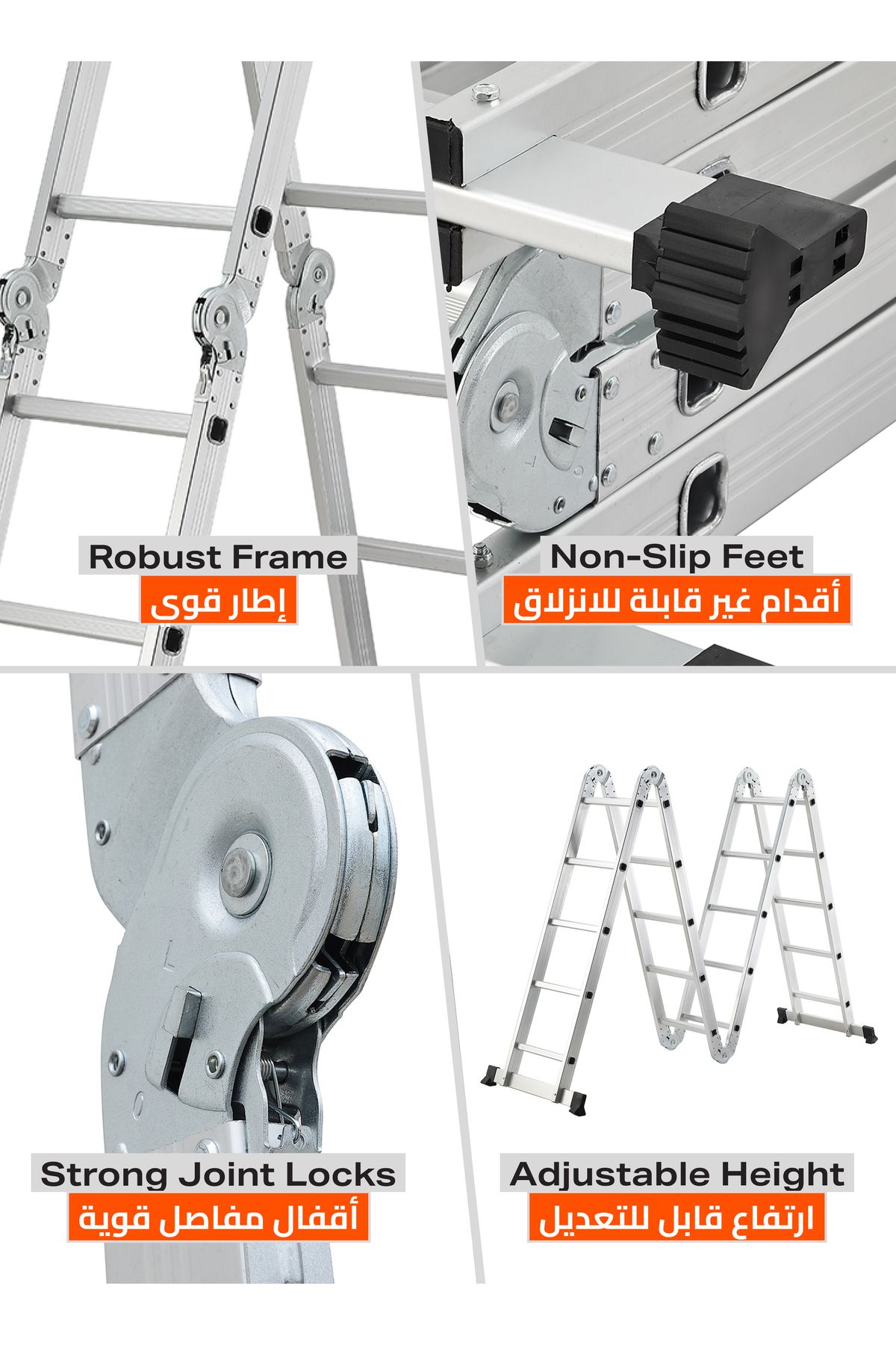 Lawazim-5.7m Foldable Multi-Purpose Ladder – Adjustable A-Frame, Extension & Scaffold Use 3