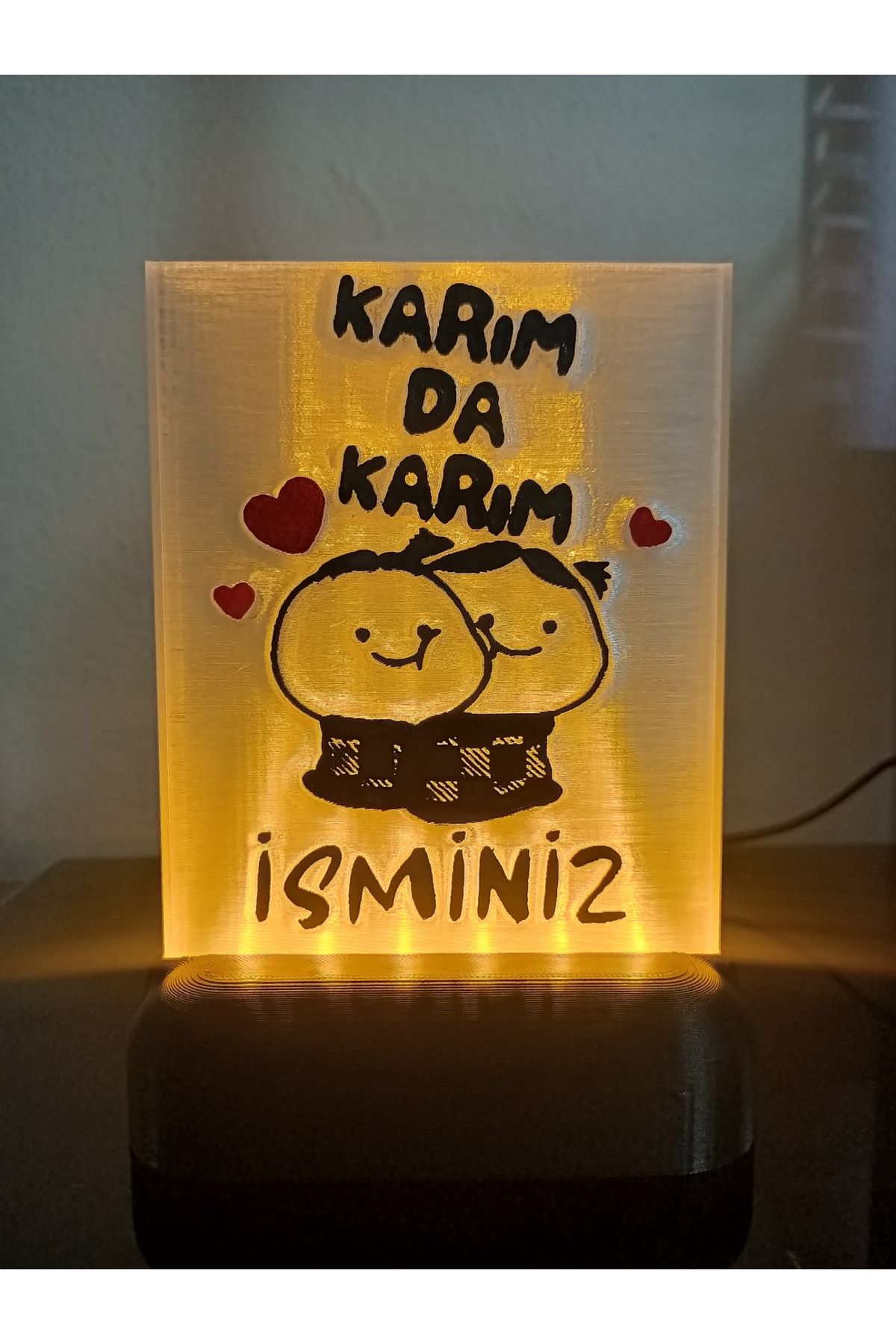 DÖNÜŞÜM ATÖLYESİ Kişiye Özel İsimli Hediyelik Kablolu Led Lamba - M5 - Karım da Karım - Amber Işıklı