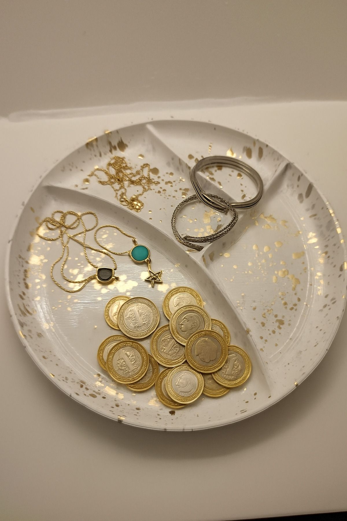 FORTE DESING Altın Sıçratmalı Beyaz Çok Amaçlı Düzenleyici