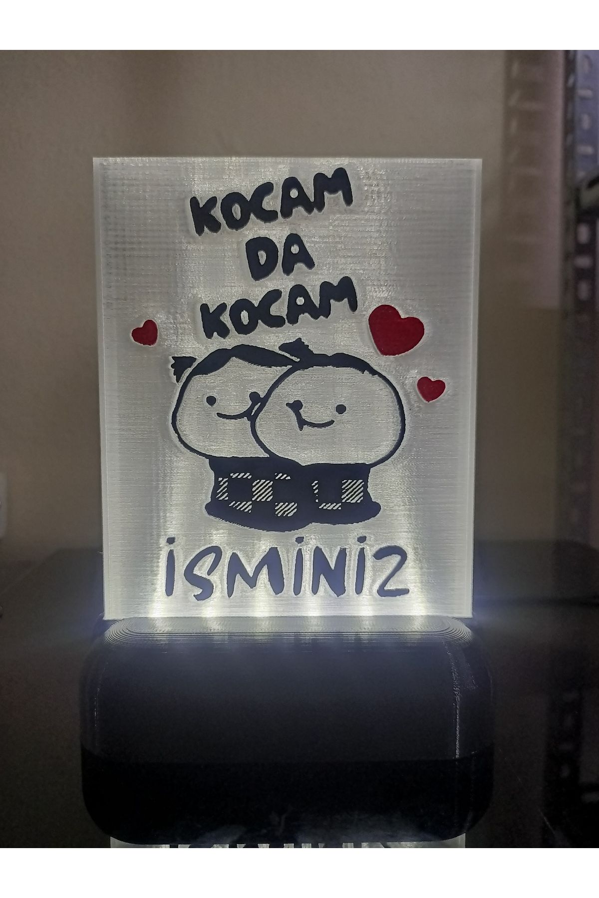DÖNÜŞÜM ATÖLYESİ Kişiye Özel İsimli Hediyelik Kablolu Led Lamba - M4 - Kocam da Kocam - Beyaz Işıklı